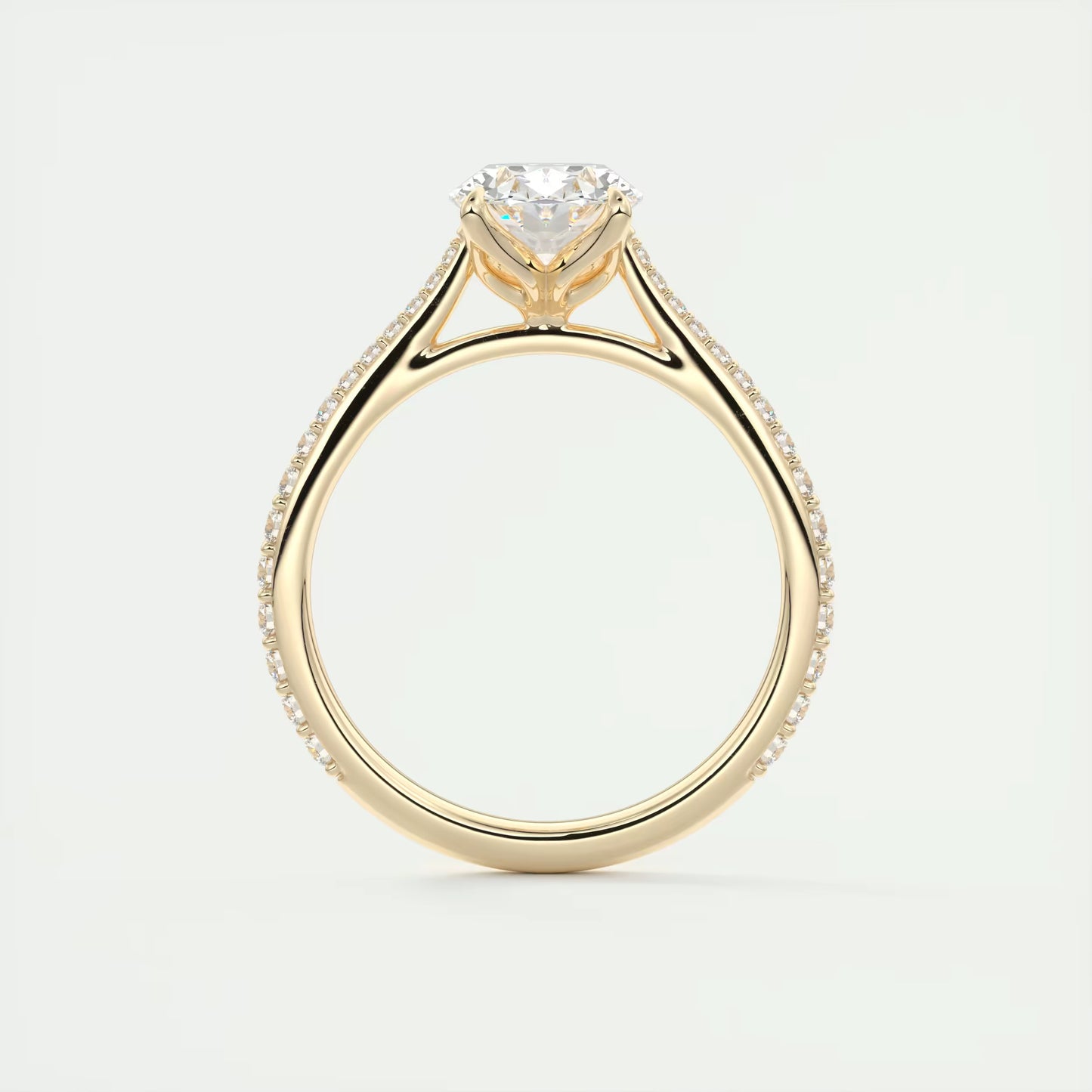 1.85 Ct Cathedral Royale Pavé Oval Floral Solitaire Ring
