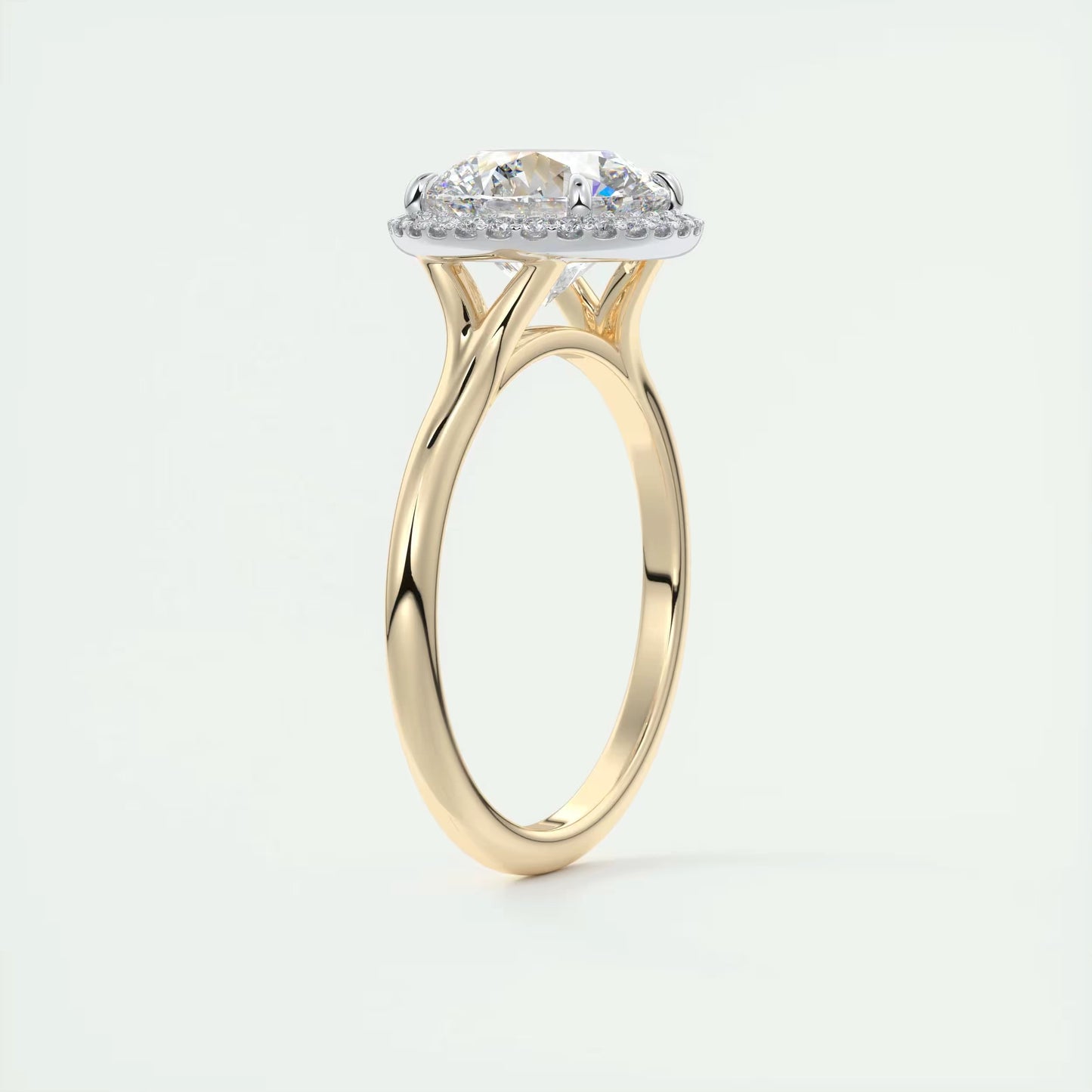 2.15 Ct The Breezy Halo Round Center with French Set Halo Ring