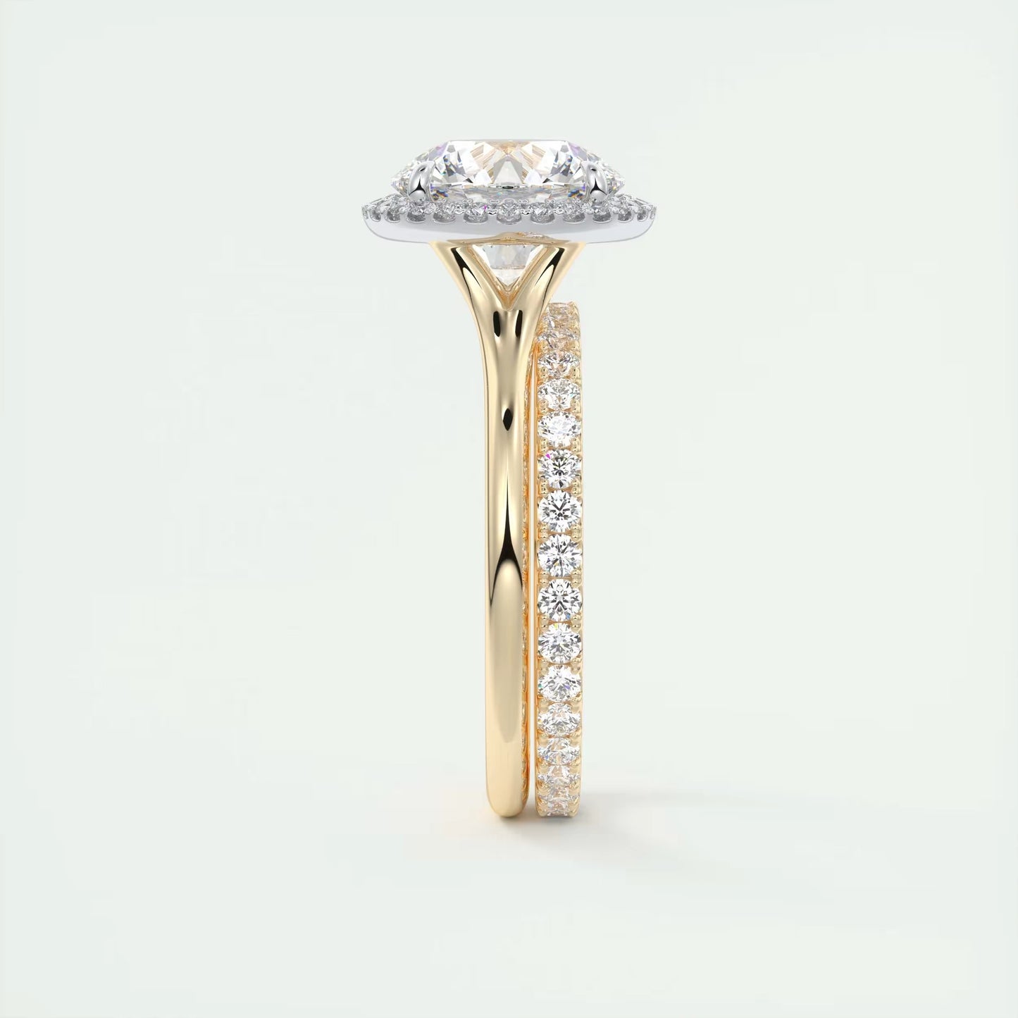 2.15 Ct The Breezy Halo Round Center with French Set Halo Ring