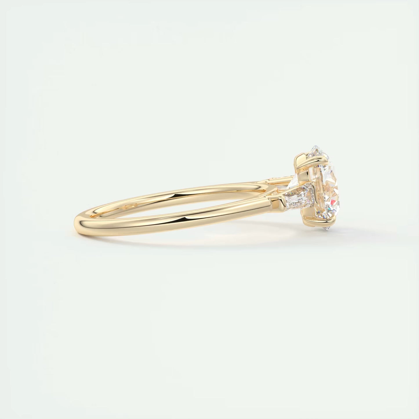 6-7 GM Round Tapered Baguettes Diamond Solitaire Ring Engagement Ring