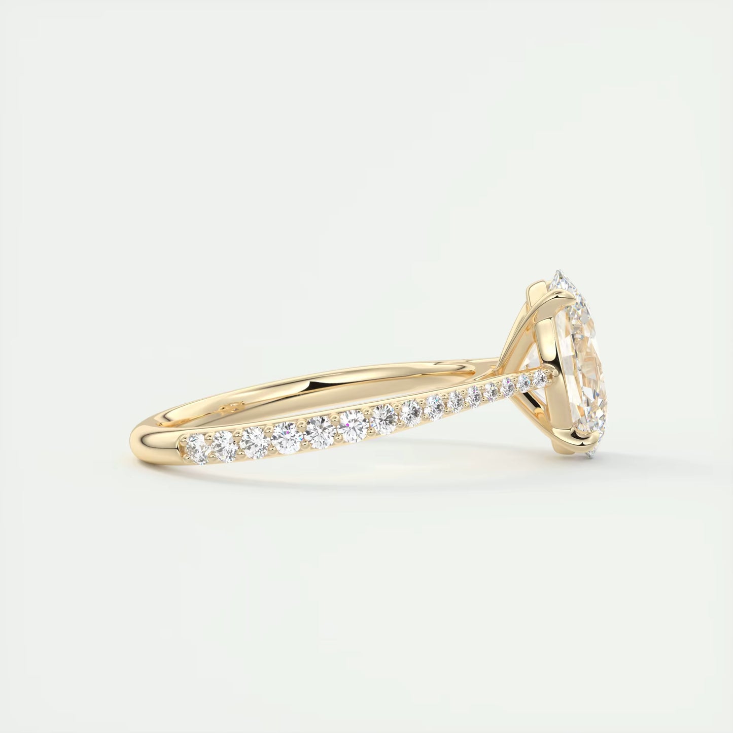 2.30 Ct The Cathedral Pavé Oval Solitaire Cathedral Pavé Setting Ring