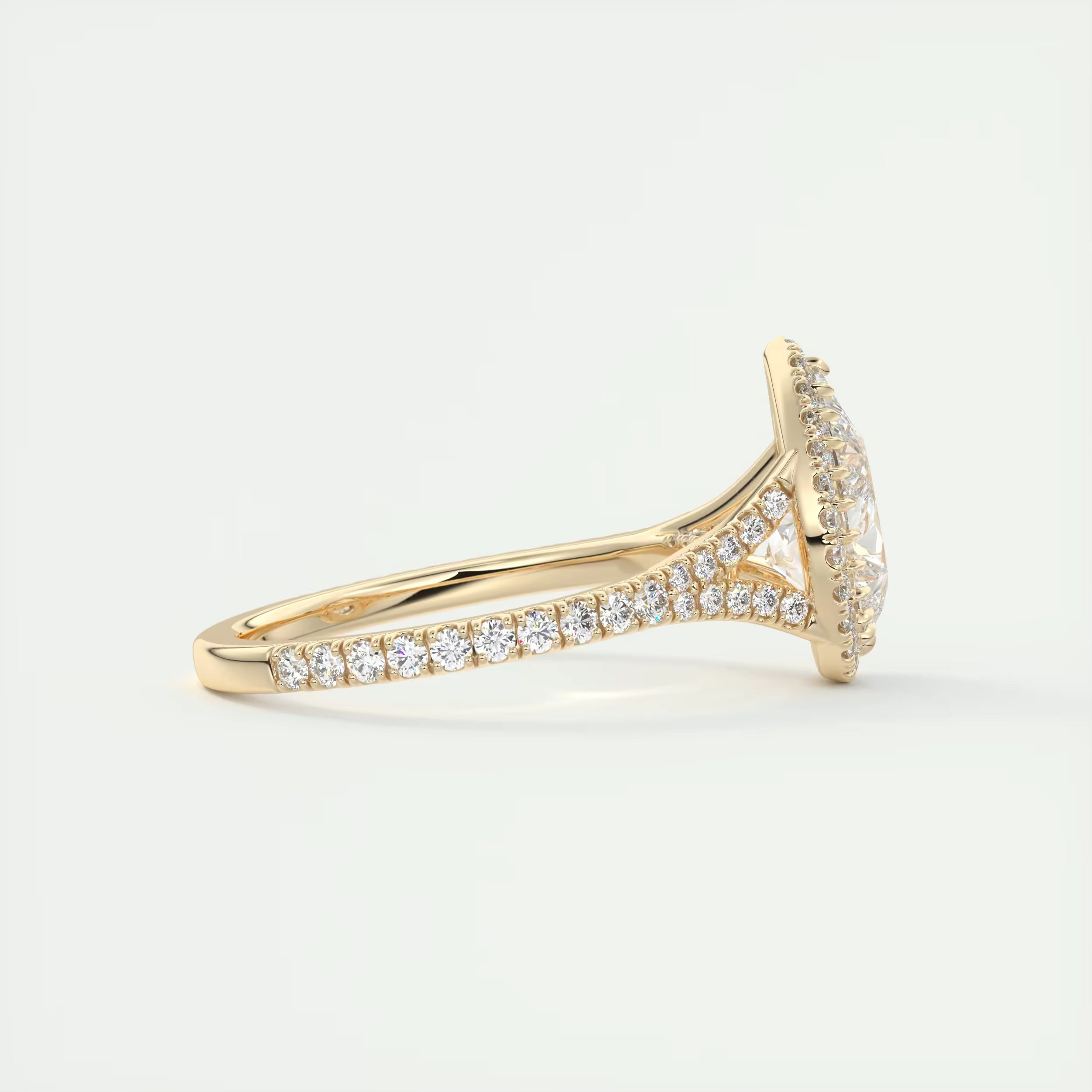 2.70 Ct The French Halo Center Stone Pear & Side Stone Round Cut Diamond with Miniature Prongs Ring