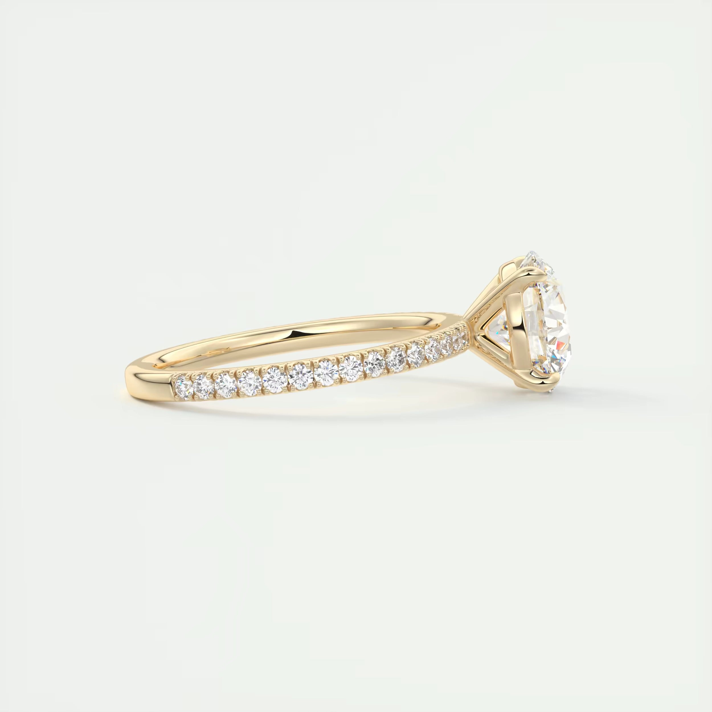 2.25 Ct Harper Classic Pavé Round Solitaire Pavé Setting Rings