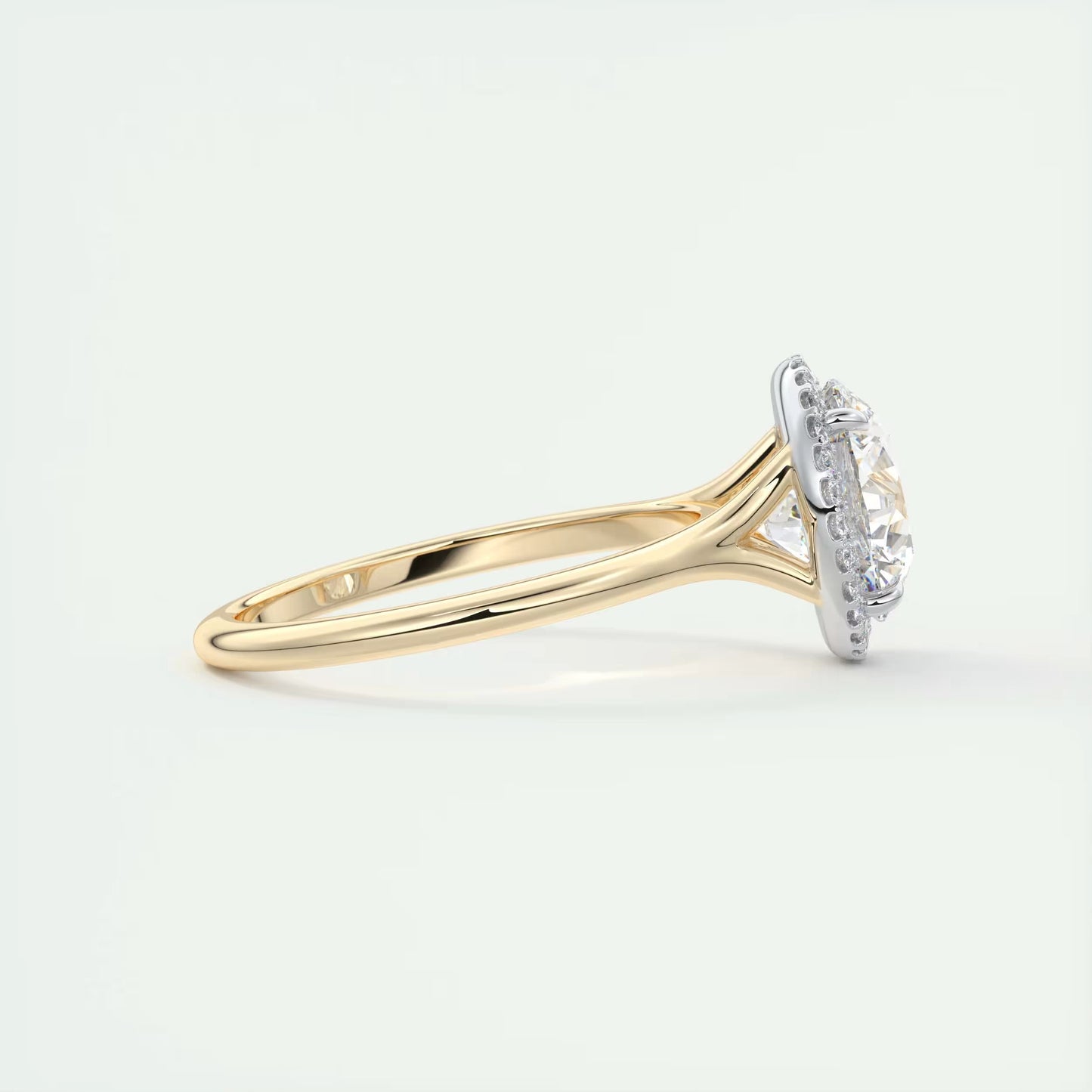 2.15 Ct The Breezy Halo Round Center with French Set Halo Ring