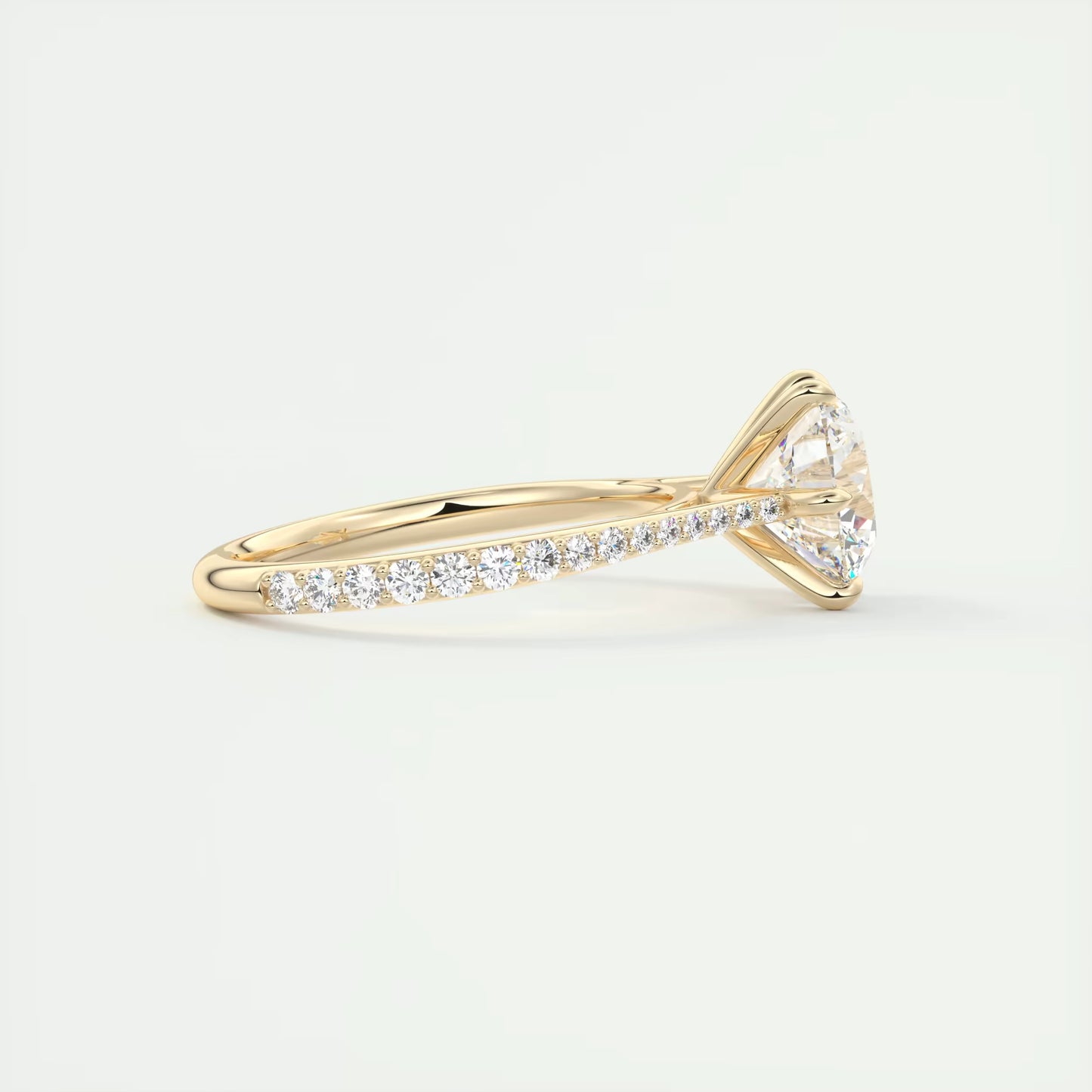 2.30 Ct The Six Point Cathedral Pavé Round Solitaire Ring