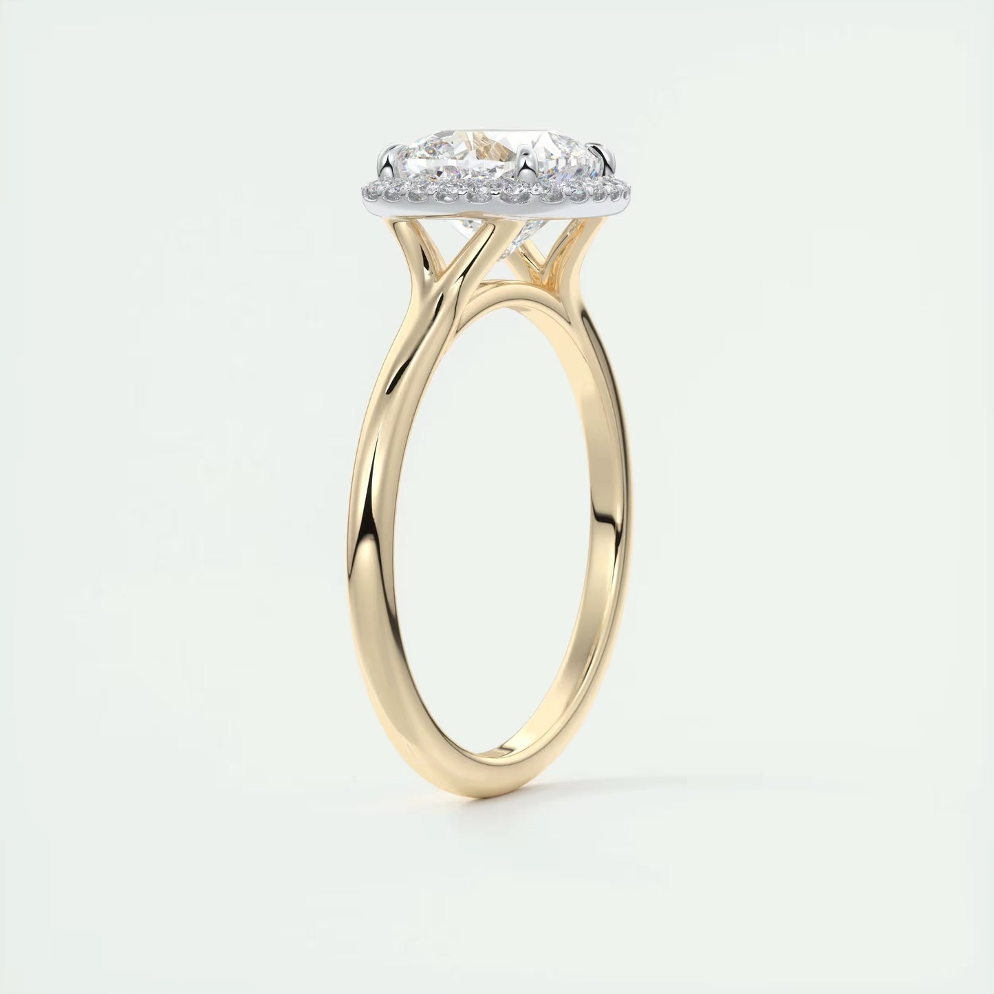2.10 CtThe Breezy Halo Cushion Center with French Set Halo Ring