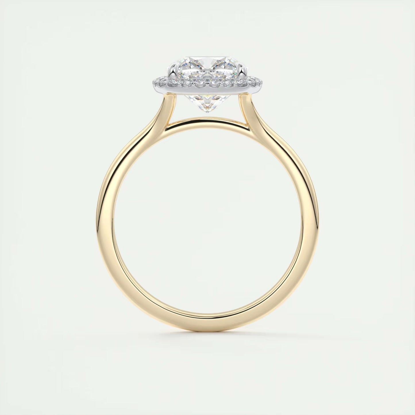 2.10 CtThe Breezy Halo Cushion Center with French Set Halo Ring