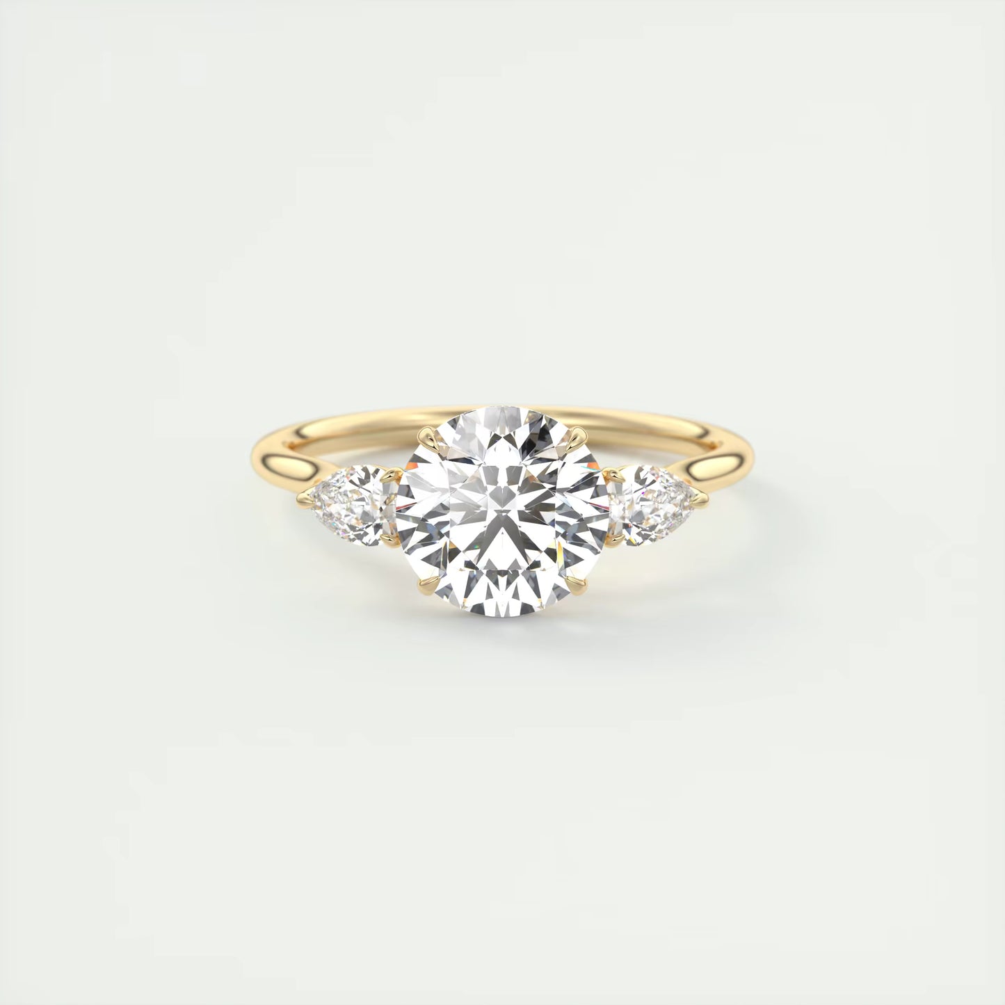 6-7 GM Round Solitaire Ring Side Stone Three Stone Diamond Engagement Rings