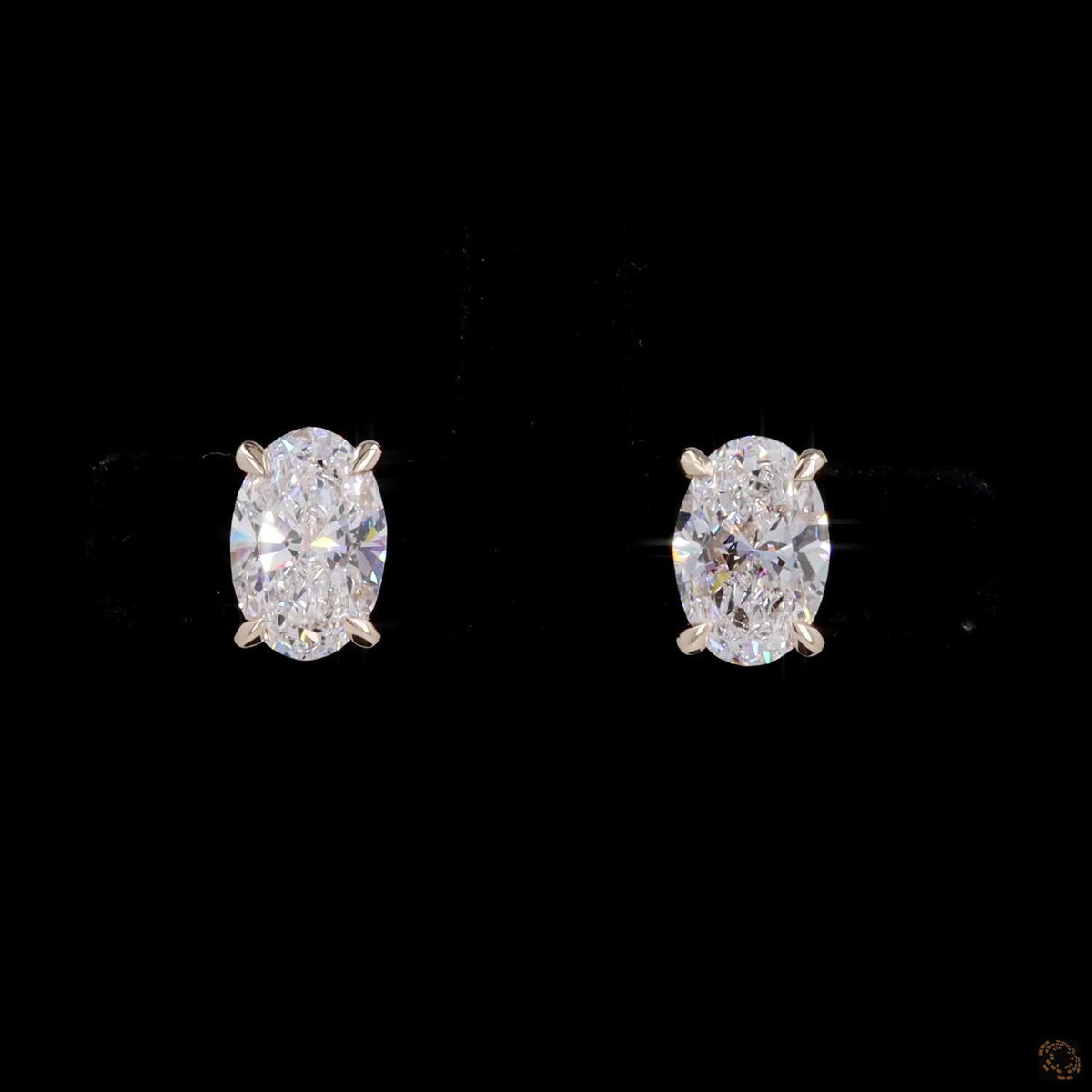 2.11 Ct Oval Cut Solitaire Diamond Stud Earrings in Yellow Gold
