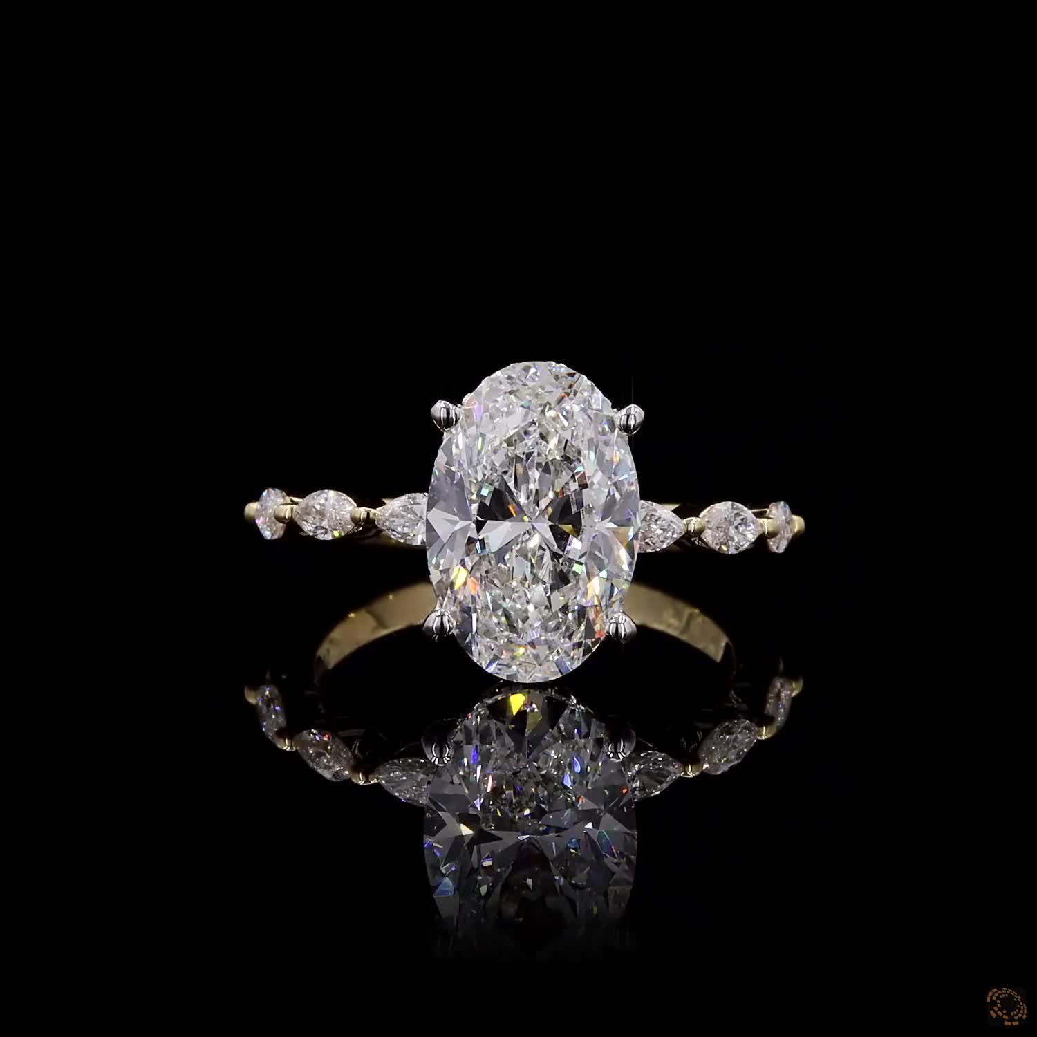 4.05 Ct Oval Cut Lab Grown Diamond Engagement Ring Set 