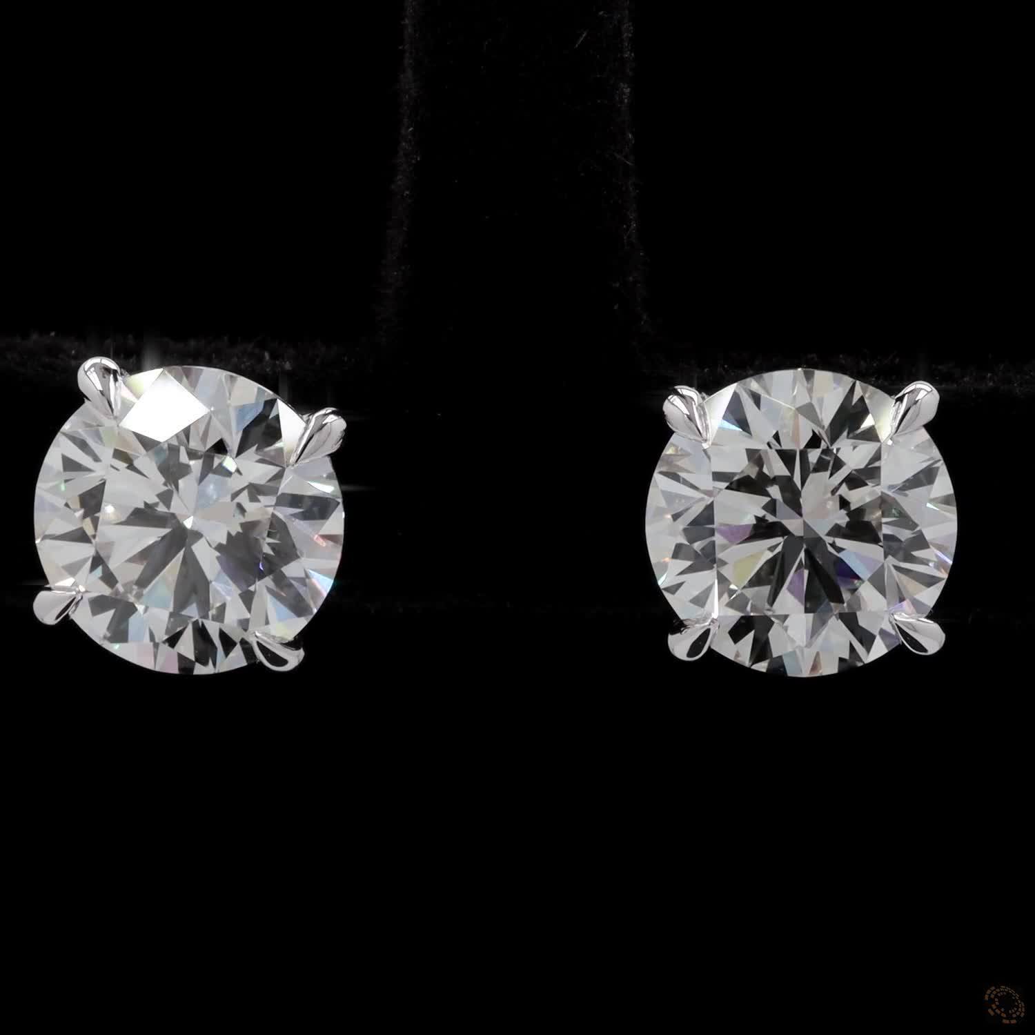 4.07 Ct Round Diamond Solitaire Stud Earrings, High-Polish 14K White Gold Double-Claw Studs for Women