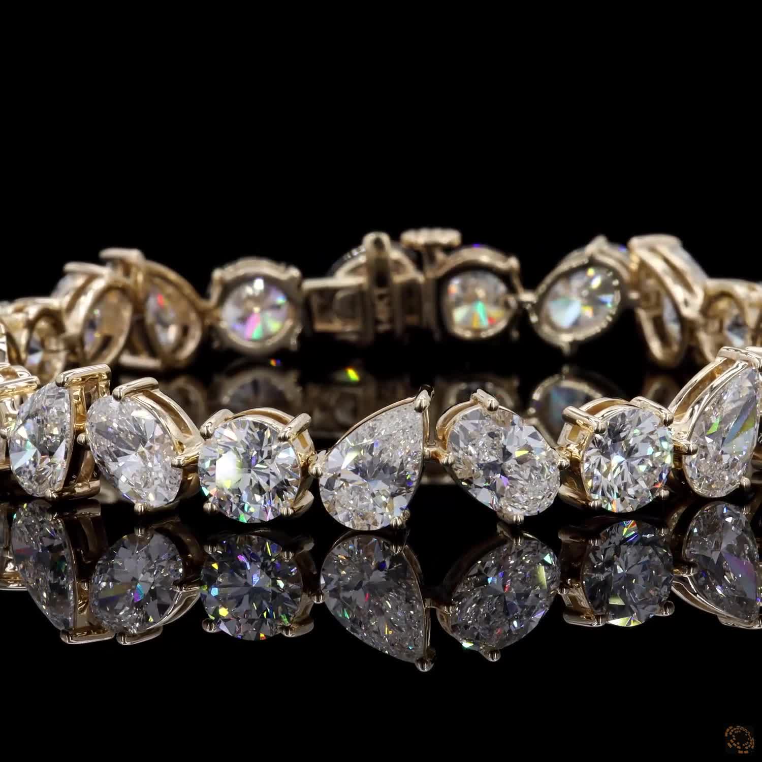 24.59 Ct 14K Yellow Gold Multi-Shape Cut Fancy Bracelet with Double Safety Latch