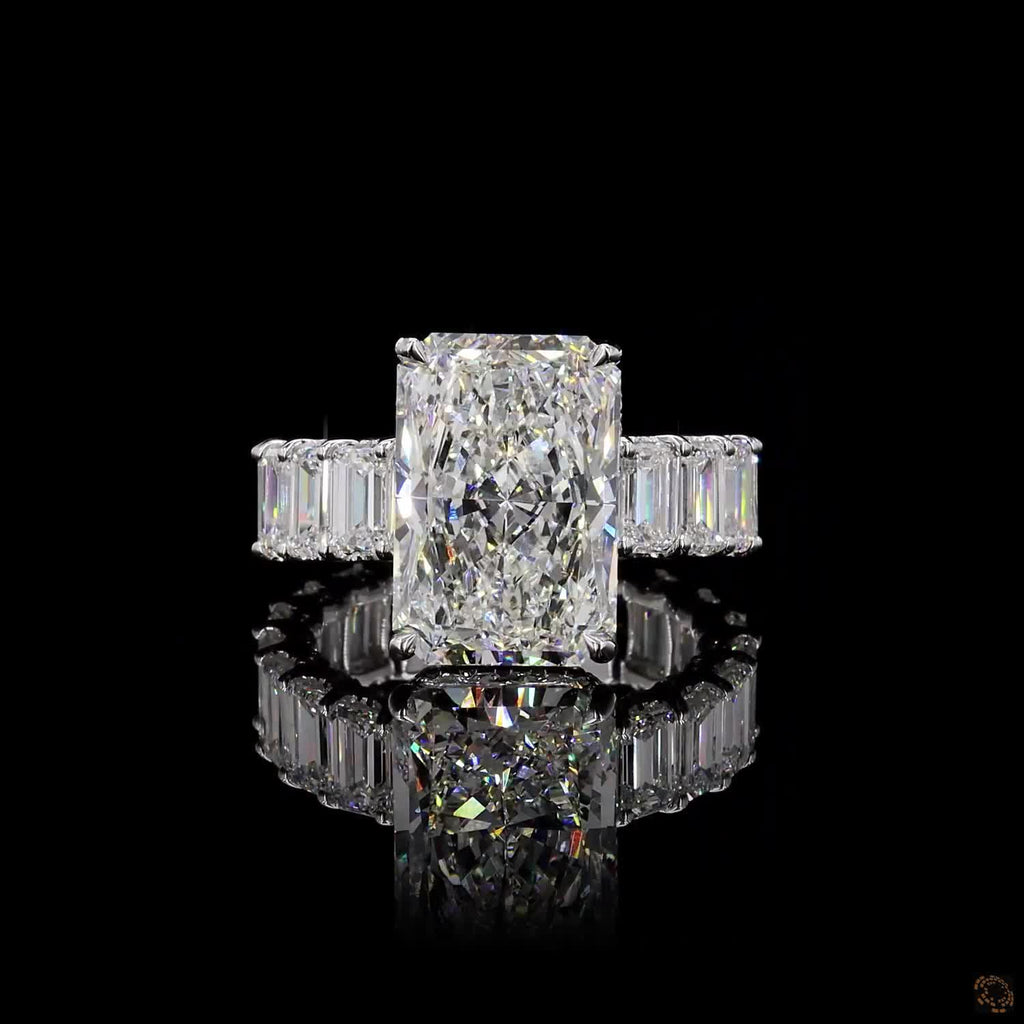 13.46 Ct Radiant Simulated Diamond Ring Ice Eternity Band Bridal Set White Gold Plated