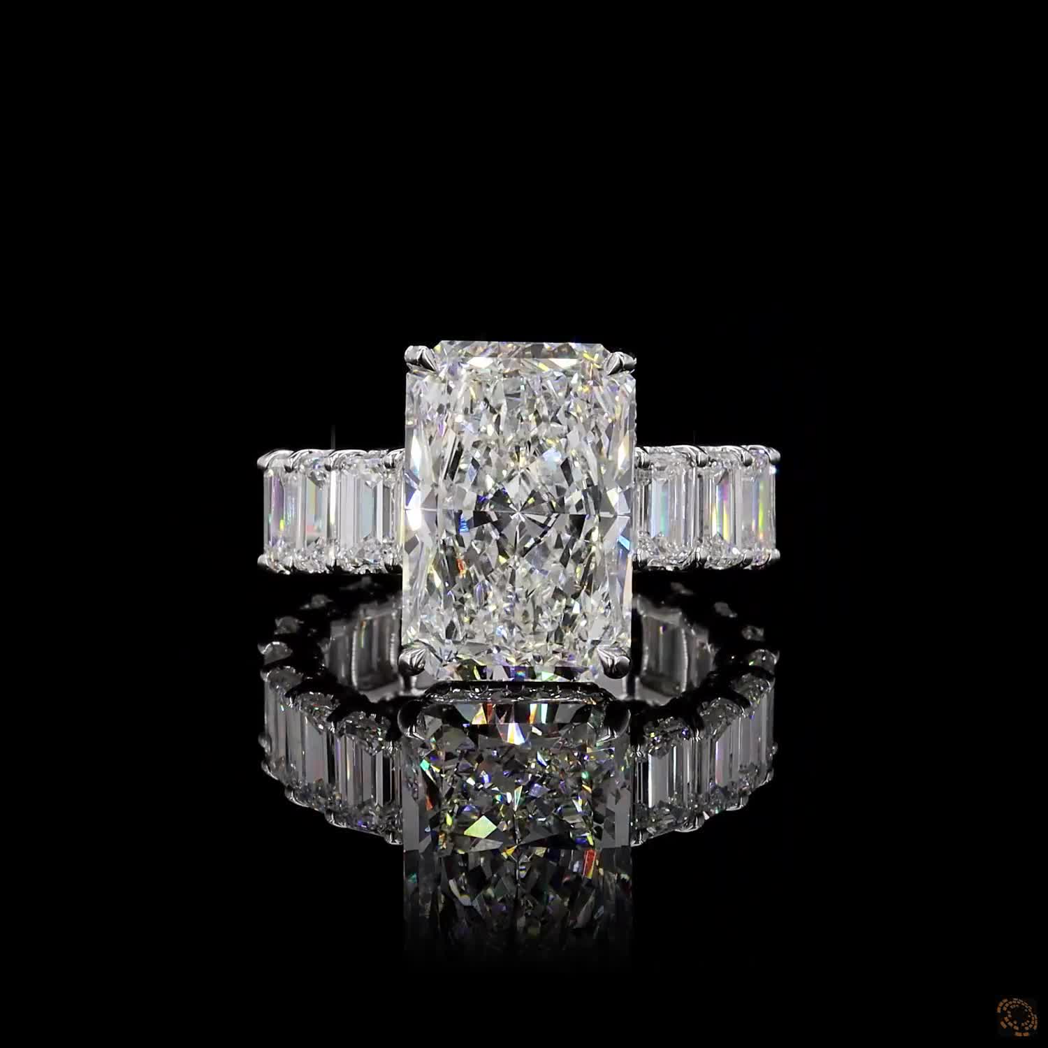 13.46 Ct Radiant Simulated Diamond Ring Ice Eternity Band Bridal Set White Gold Plated