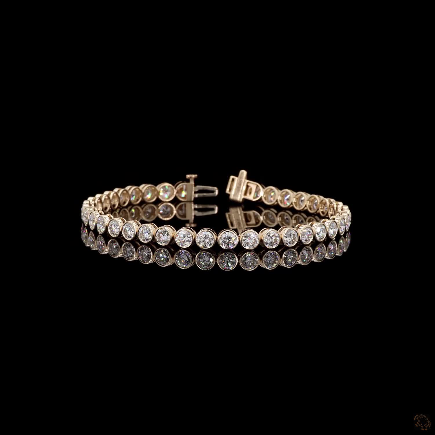 9.97 Ct Full protective bezel setting framing each round diamond with smooth, low-profile metallic edges for durability and maximum hold