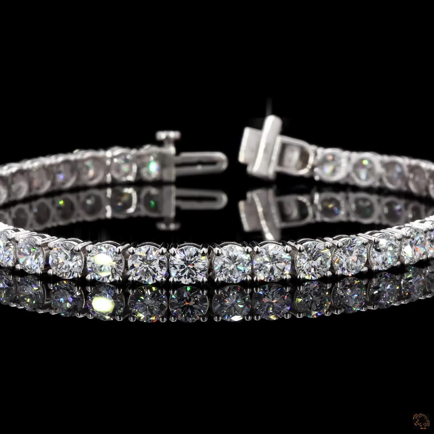10.76 Ct 14K White Gold Graduated Round  Tennis Bracelet with Double Latch Box Clasp