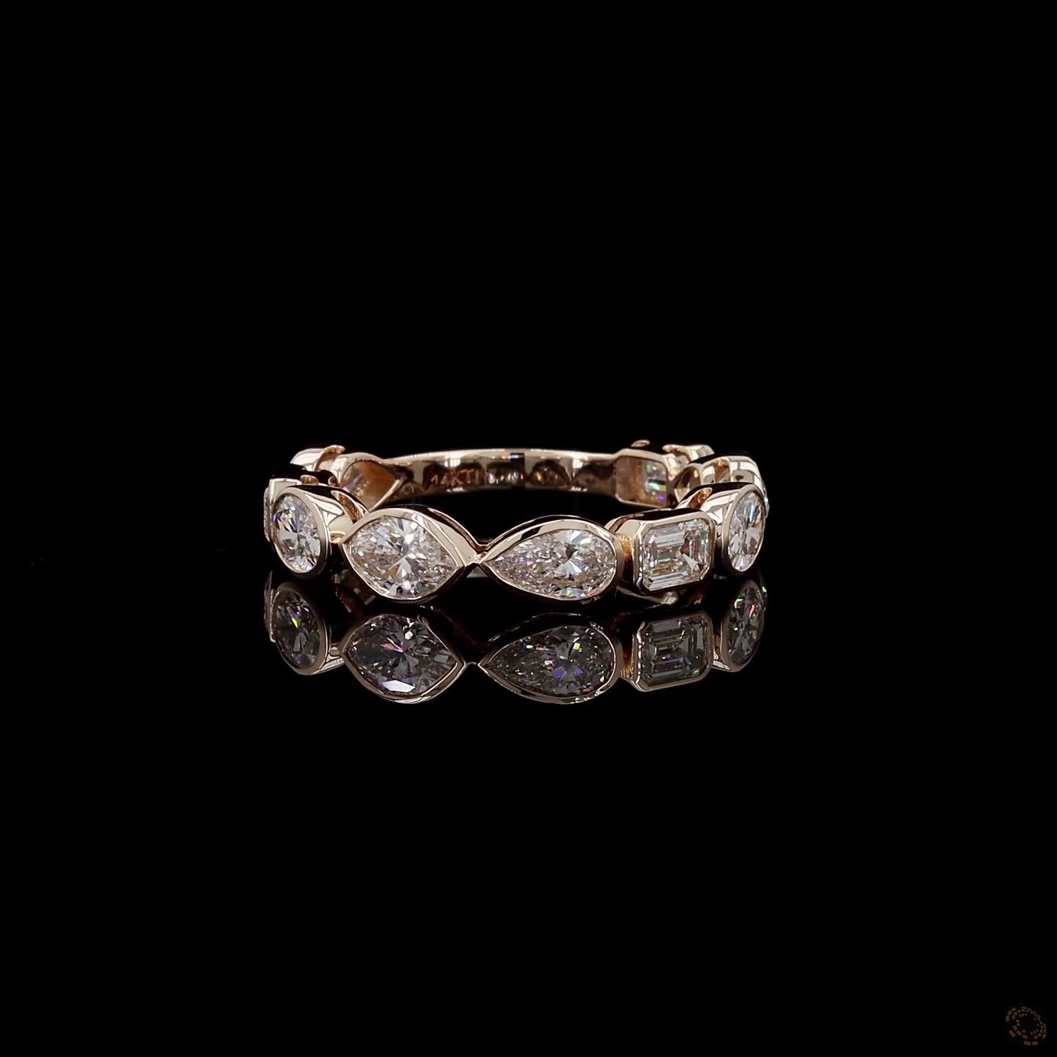 2.56 Ct Multi-Shape Bezel-Set Diamond Eternity Band / Confetti Mixed-Cut Diamond Ring