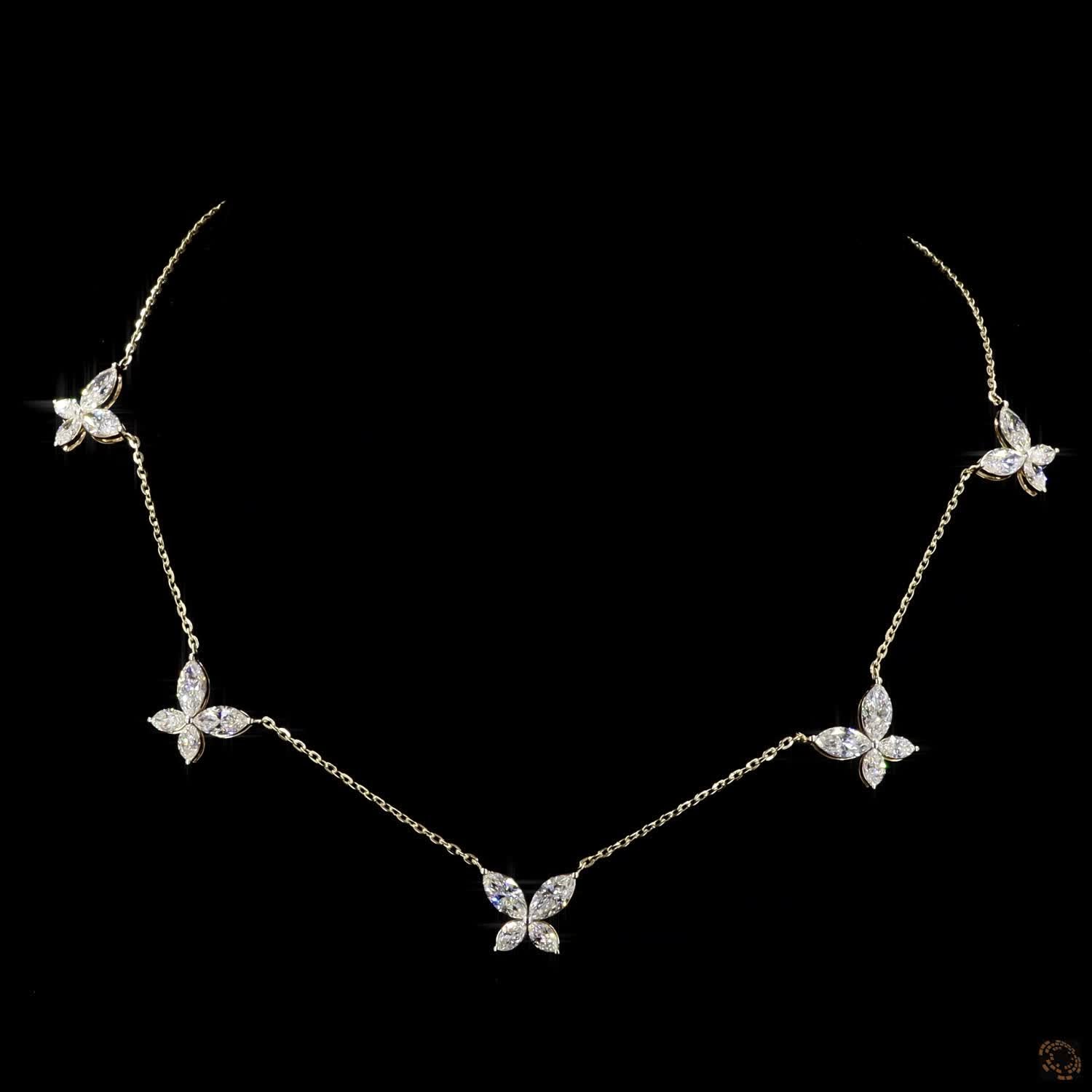 6.46Ct Natural Diamond Butterfly Pendant 14K Yellow Gold