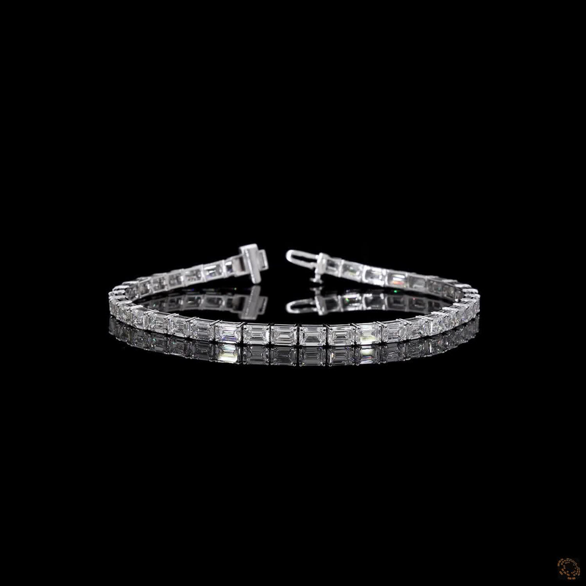 12.74 Ct Modern Bar-Set Emerald-Cut Diamond Tennis Bracelet in 14K White Gold