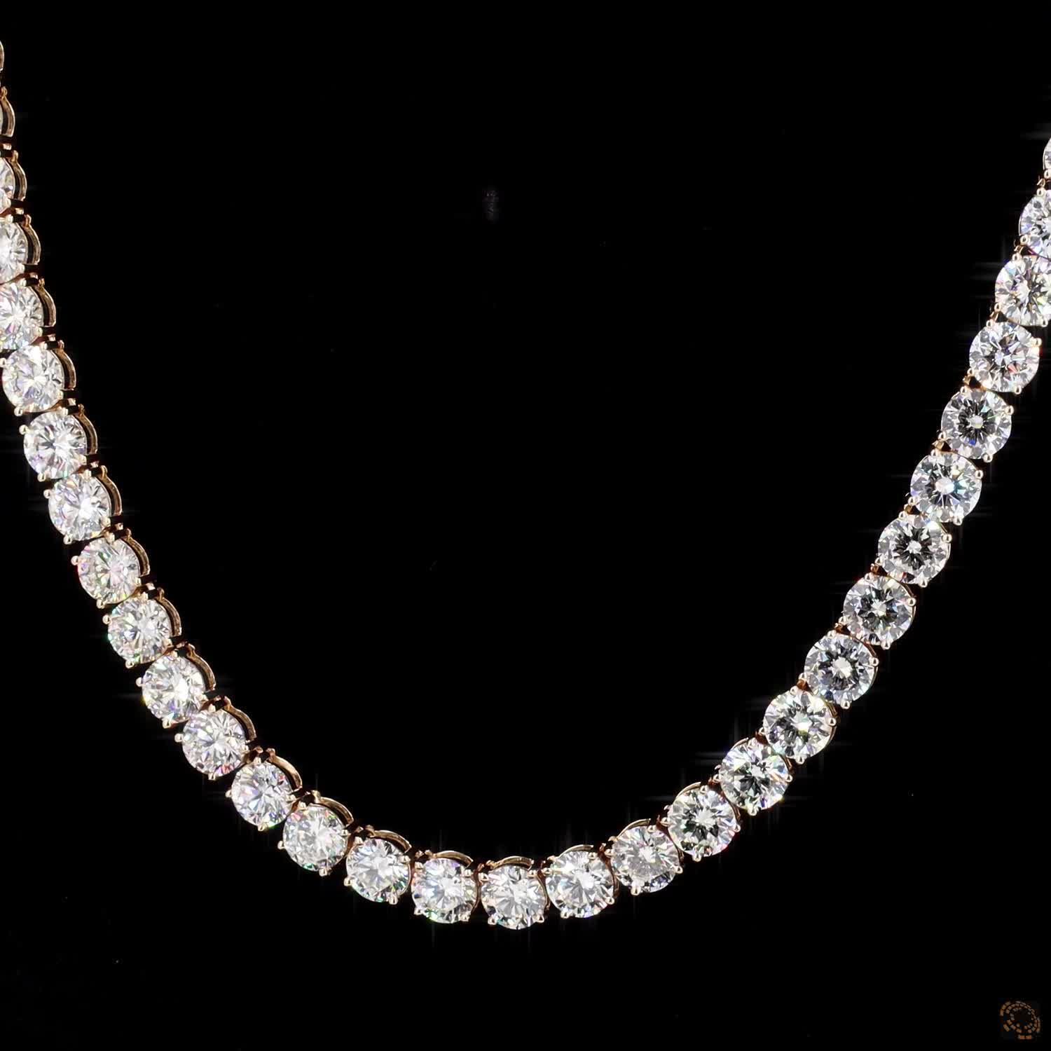 83.40 Ct Round Cut Diamond Tennis Necklace, Classic Diamond Riviera Necklace, Graduated Round Brilliant Diamond Necklace, Luxury Fine Jewelry Gift