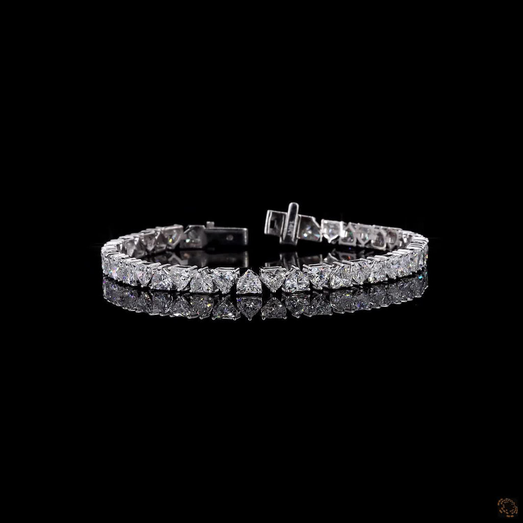 10.70Ct 14k White Gold Heart Round Synthetic Diamond Bracelet Customize