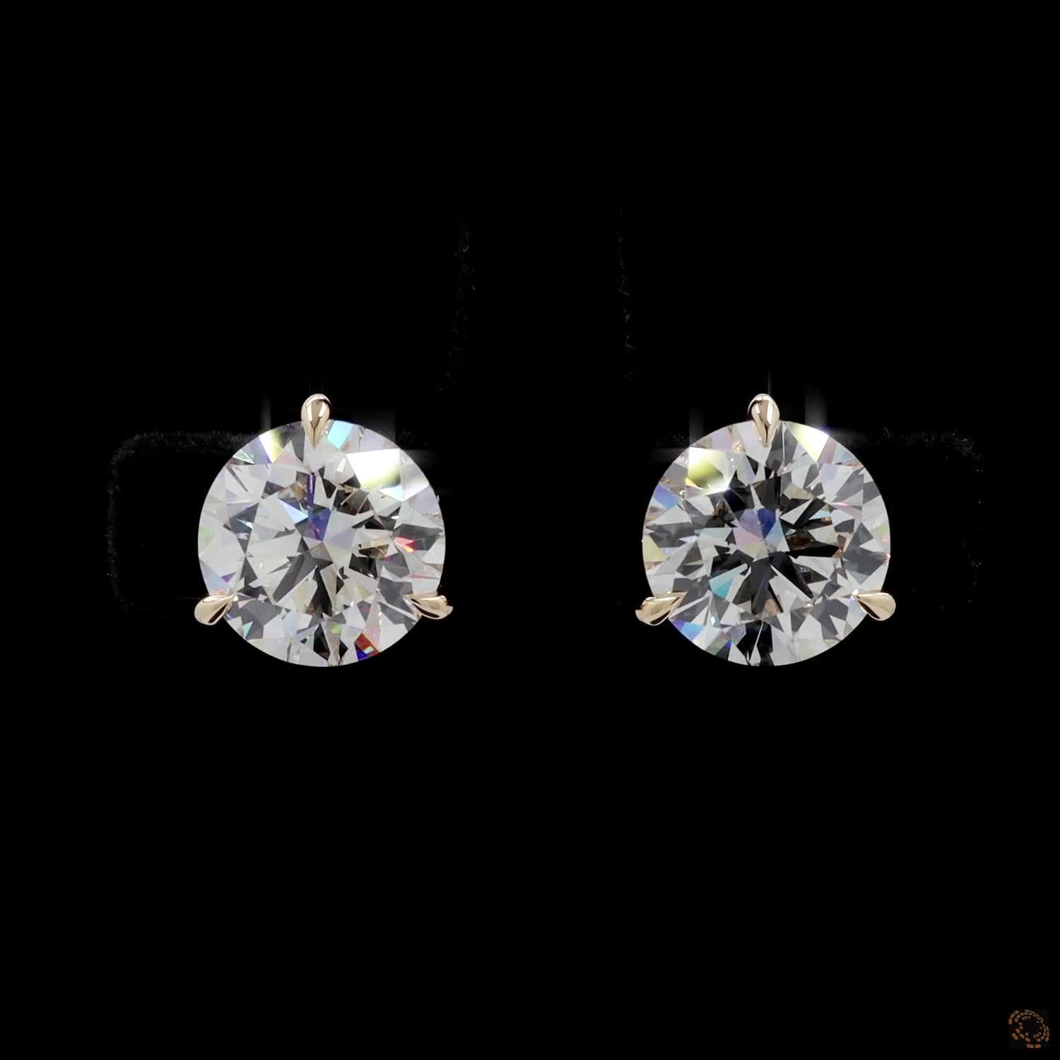 5.08 Ct Classic Round Diamond Solitaire Studs in White Gold