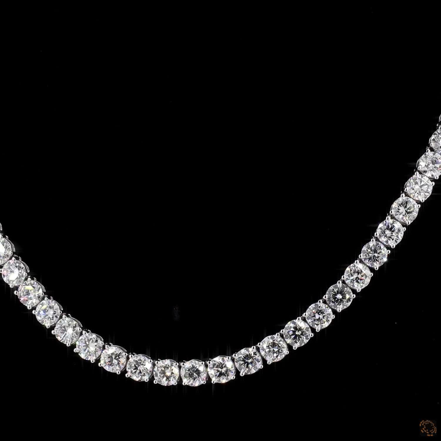 46.66 Ct Single continuous row of uniform round brilliant-cut diamonds