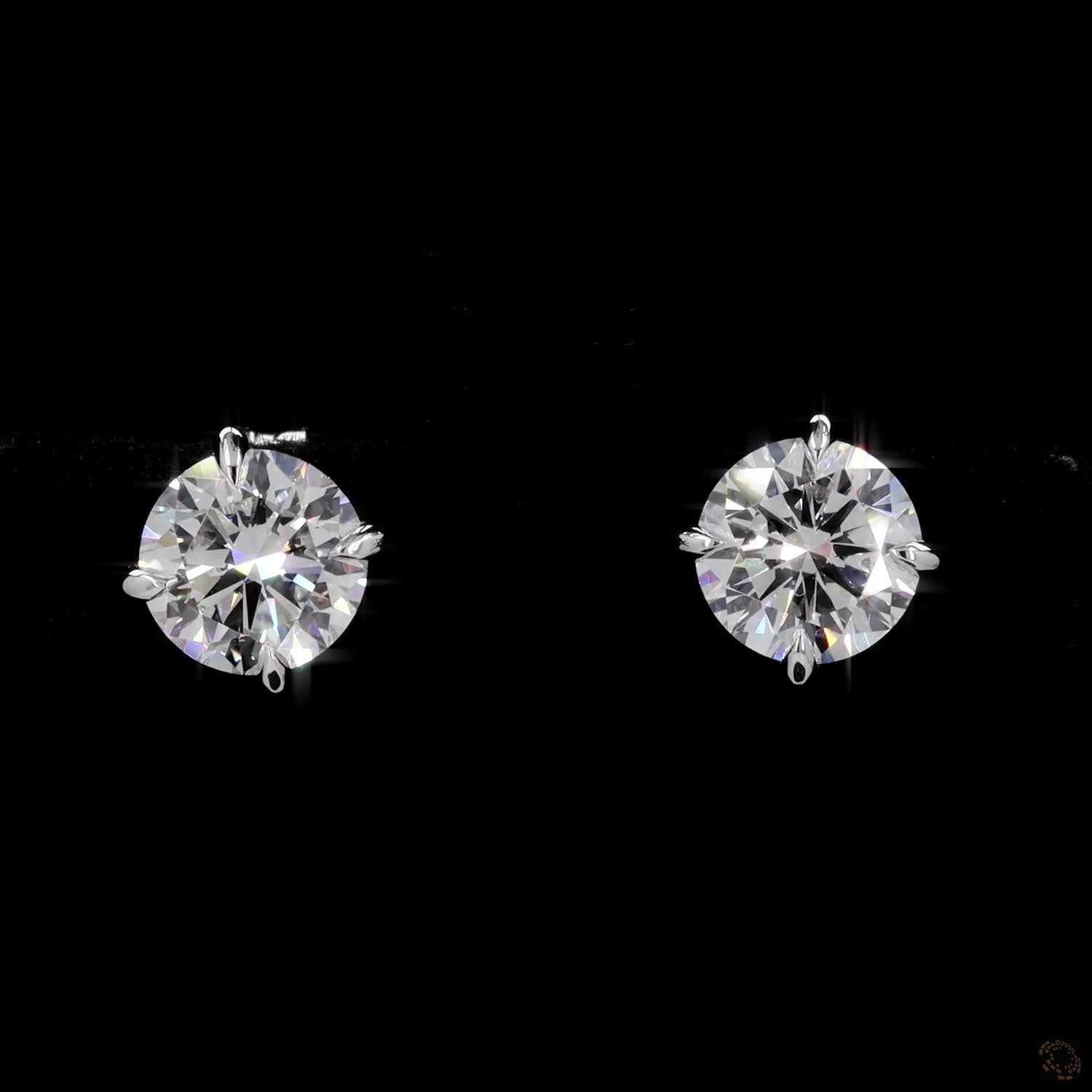 0.50 ct Solid 14K White Gold Round Brilliant Diamond Stud Earrings – Compass Point Split-Claw Solitaire Studs