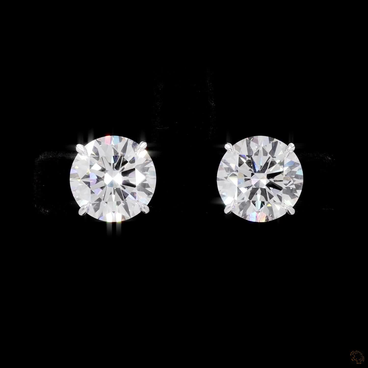 6.18 Ct Classic White Gold Round Diamond Solitaire Studs, High-Polish 4-Prong Basket Earrings for Women
