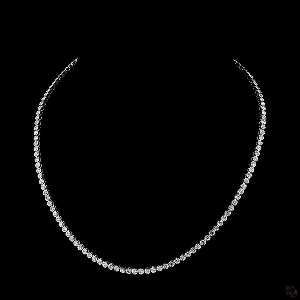 8.3 Ct Bezel-Set Round Cut Lab-Grown Diamond Tennis Necklace in 14K White Gold