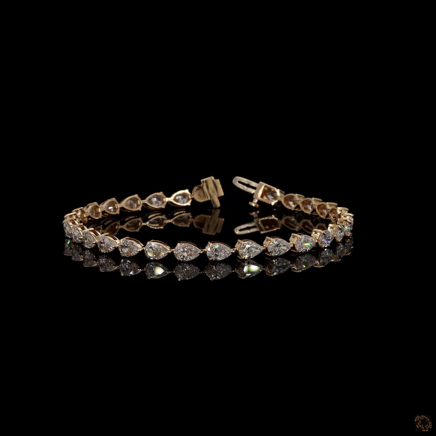 7.35 Ct Pear Cut Diamond Tennis Bracelet in 14K Yellow Gold