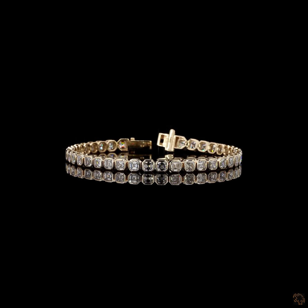 10.01Ct East-West Asscher Bezel Lab Grown Diamond Bracelet