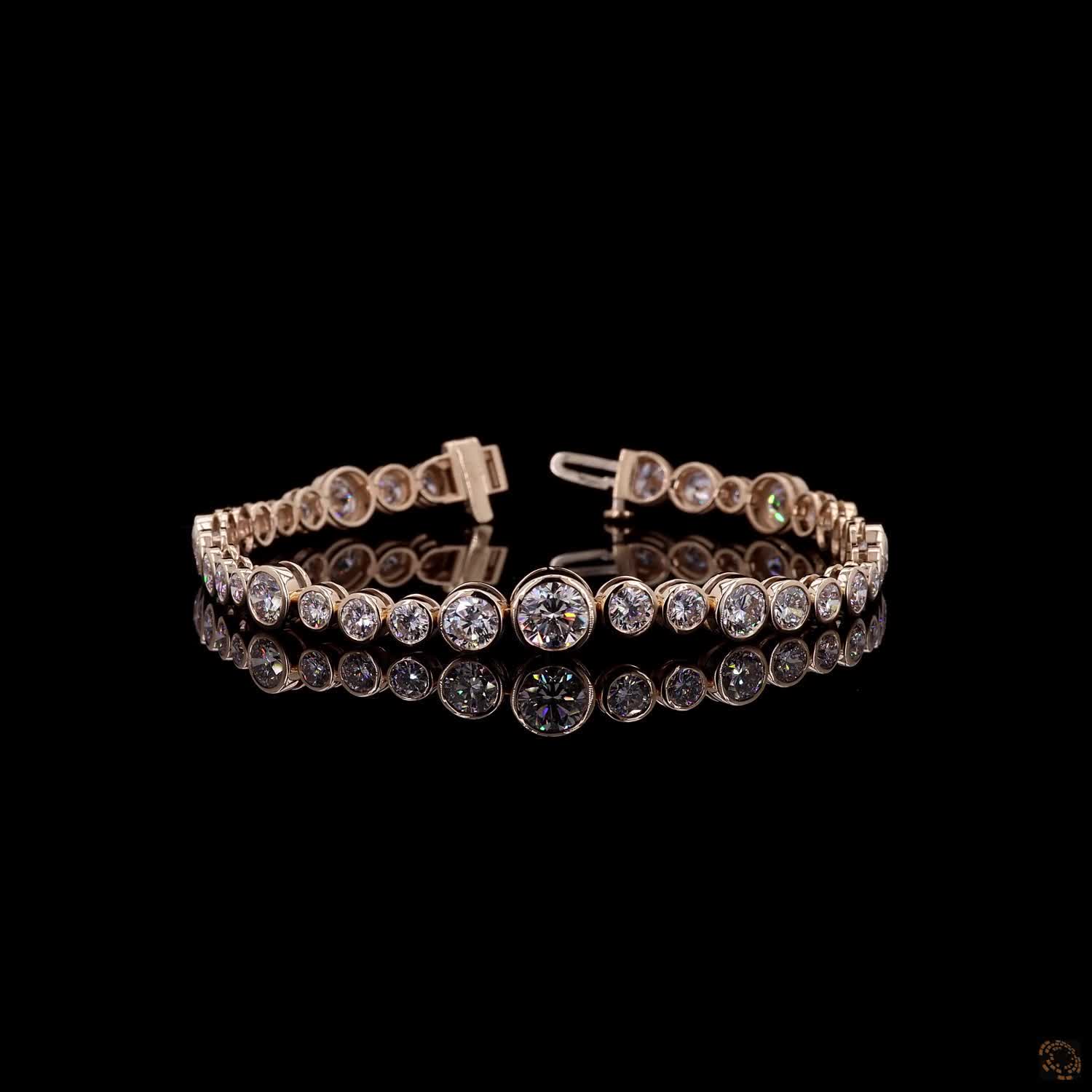 9.99 Ct Yellow Gold Bezel Fancy Bracelet, Round Brilliant Moissanite Eternity Bracelet, Modern Minimalist Stackable Bridal & Anniversary Jewelry (Copy)