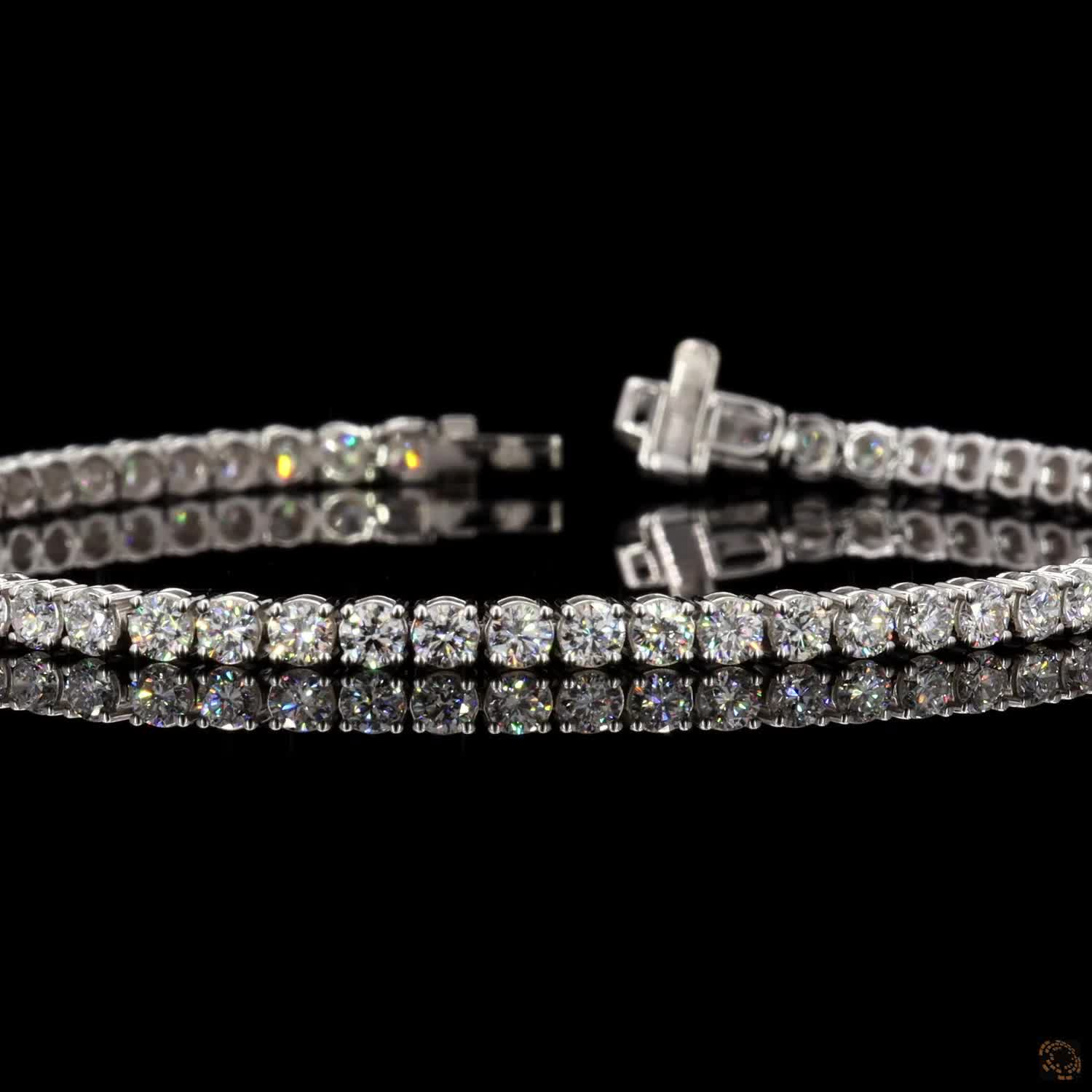 17.94 Ct Classic Round Cut Moissanite Tennis Bracelet in 14K White Gold | 3-Prong Diamond Alternative Line Bracelet