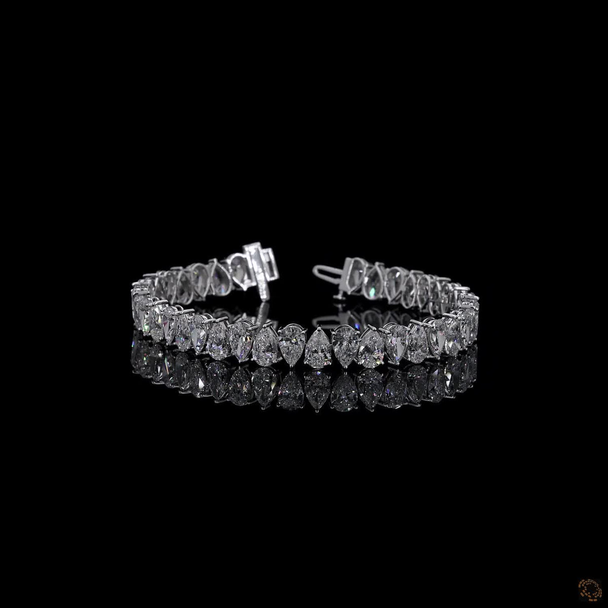 10.12 Ct  Pear Cut Diamond Tennis Bracelet in White Gold