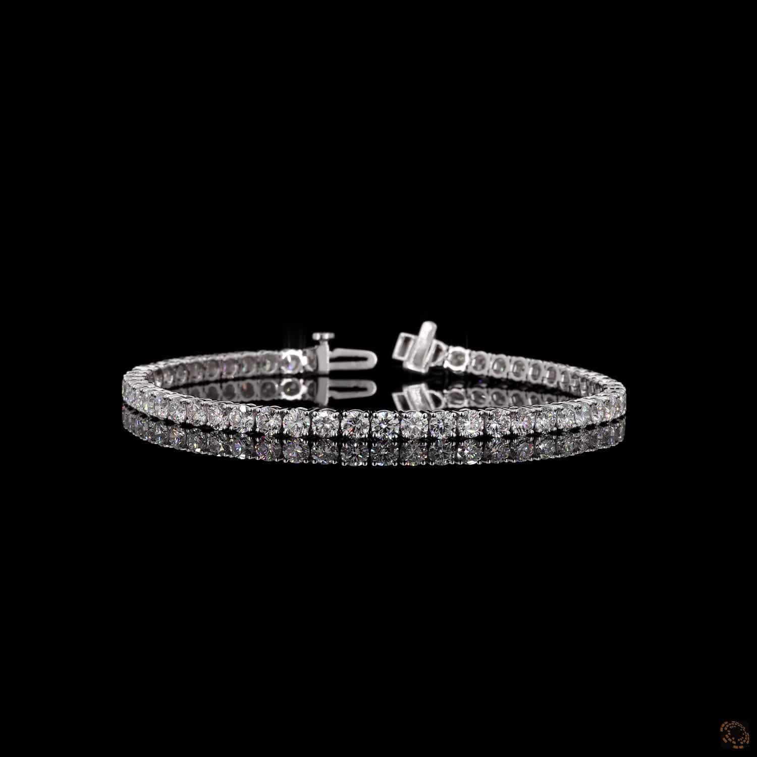 4.18 Ct Delicate 4-Prong Basket Setting featuring smaller, continuous round brilliant-cut stones set in a refined single strand