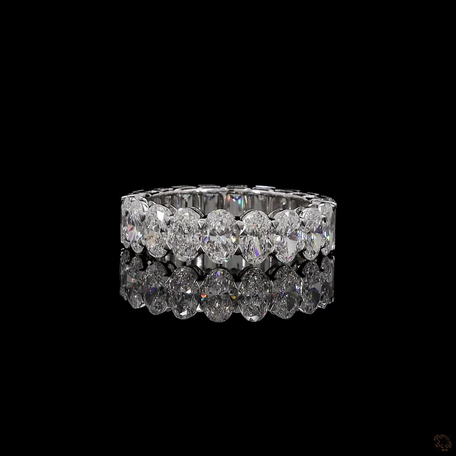 6.01 Ct Oval and Emerald Cut Diamond Band, Two-in-One Diamond Eternity Ring, Split Style Diamond Band, Mixed Cut Diamond Eternity Ring, Half Oval Half Emerald Diamond Band