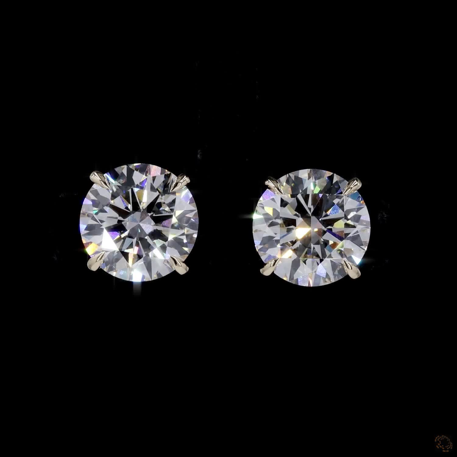 10.09 Ct Round Diamond Solitaire Stud Earrings, High-Polish 14K Yellow Gold 4-Prong Split Claw Studs for Women