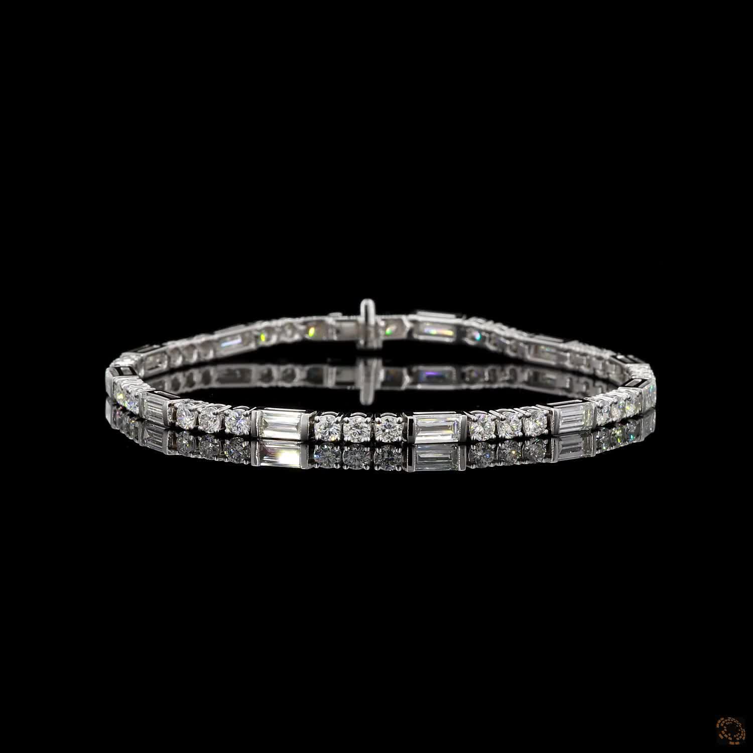 4.75 Ct 14K White Gold Round  Dainty Tennis Bracelet with Double Latch Box Clasp