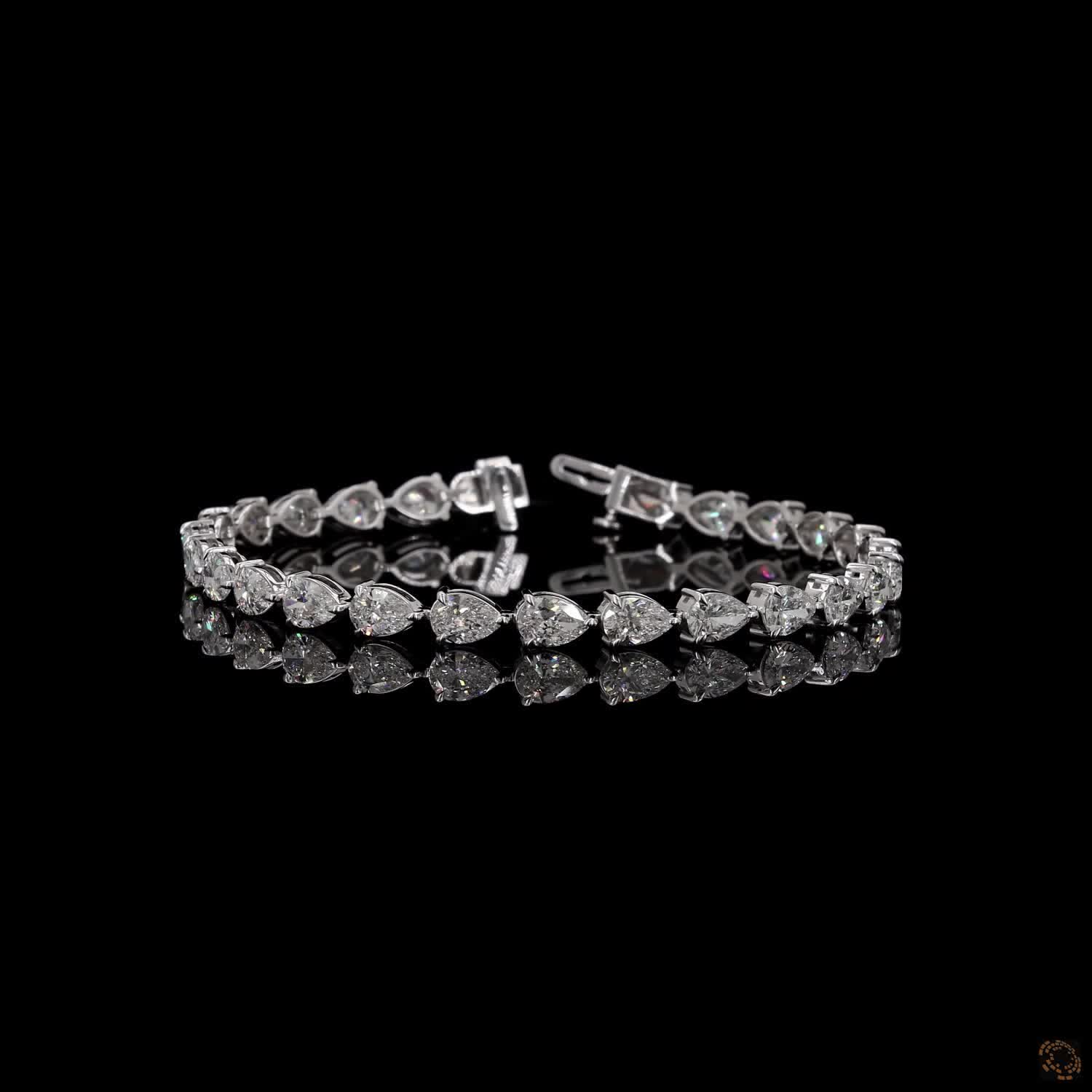 9.29 Ct Pear-Shaped Tennis Bracelet – Elegant Teardrop CZ/Lab Diamond Look Bracelet, Silver-Tone Link Bracelet for Women