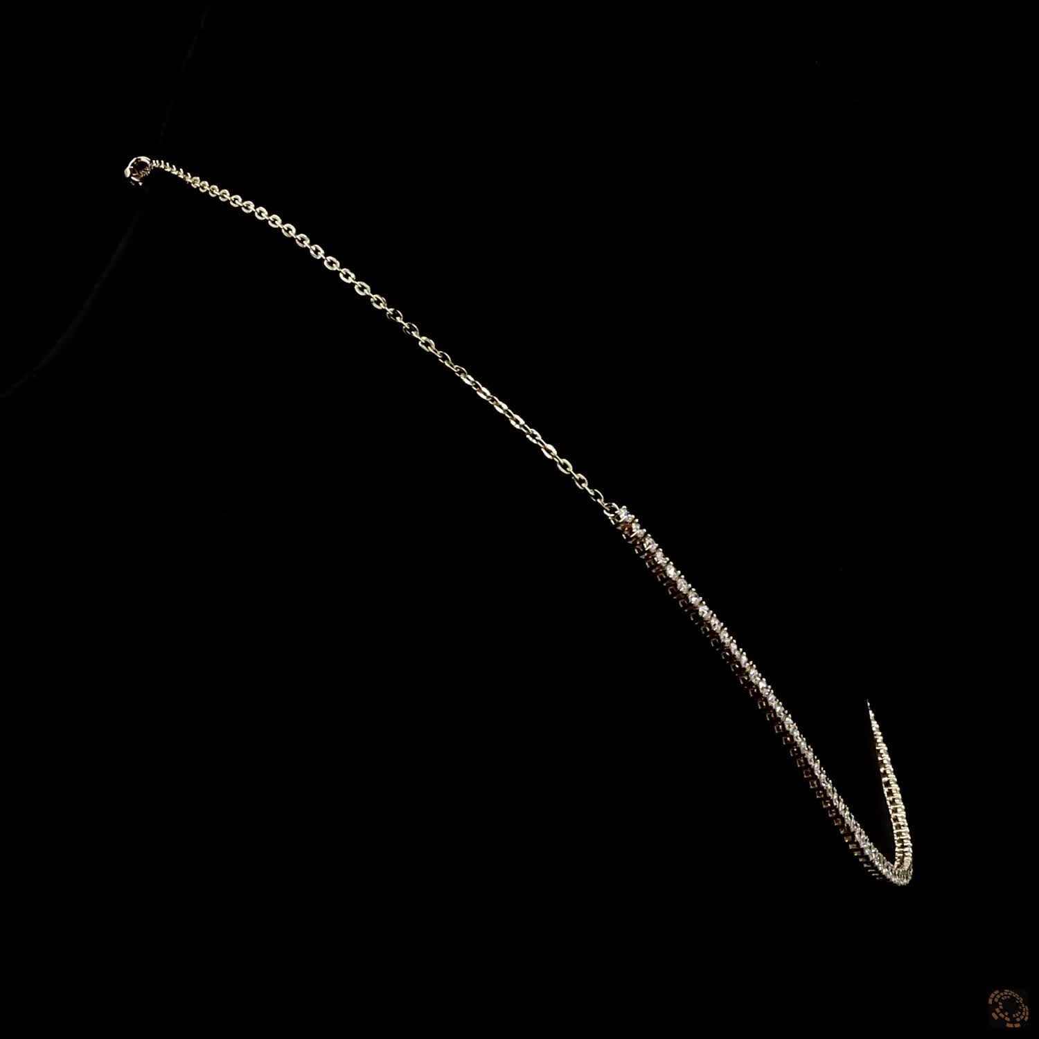 2.66 Ct Graduated Round Diamond Half Eternity Tennis Necklace with Adjustable Chain