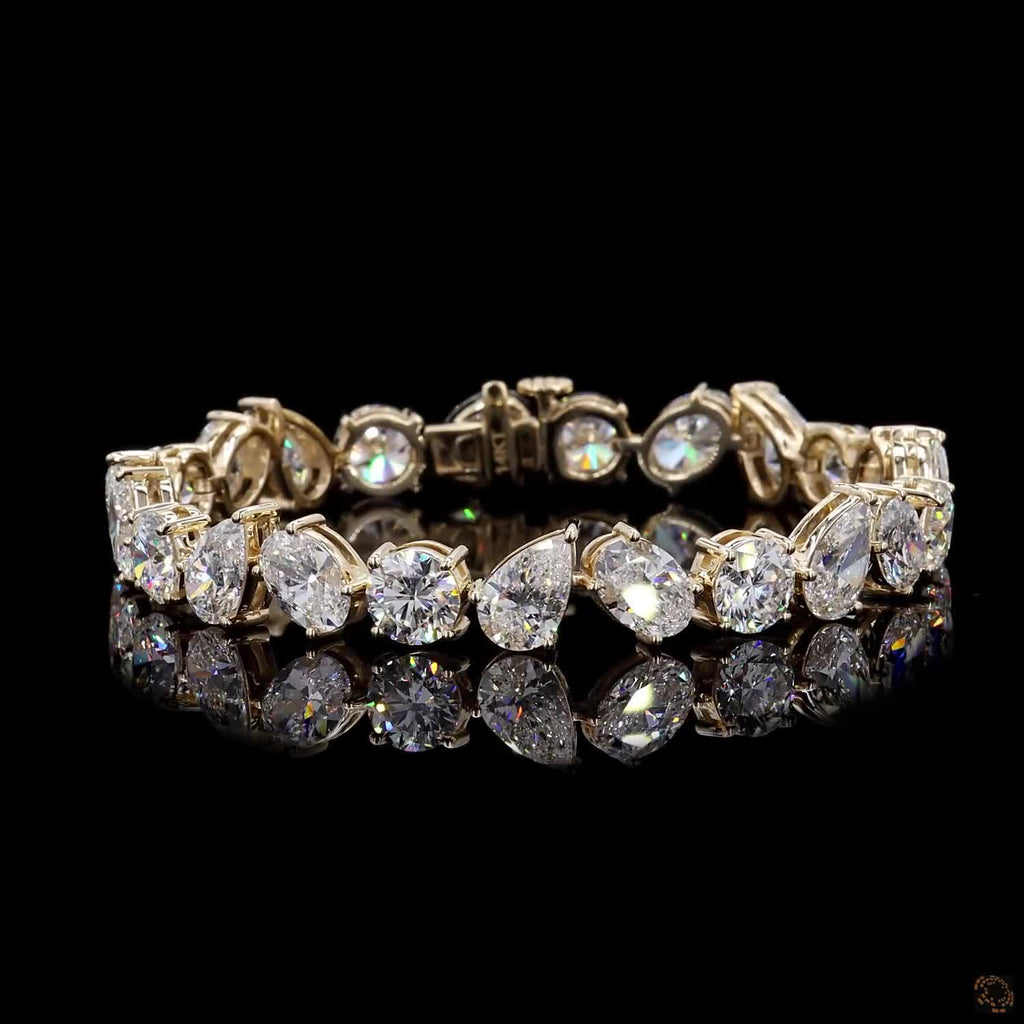 24.59Ct Lab Grown Diamond 14k Yellow Gold Multishape Diamond Bracelet