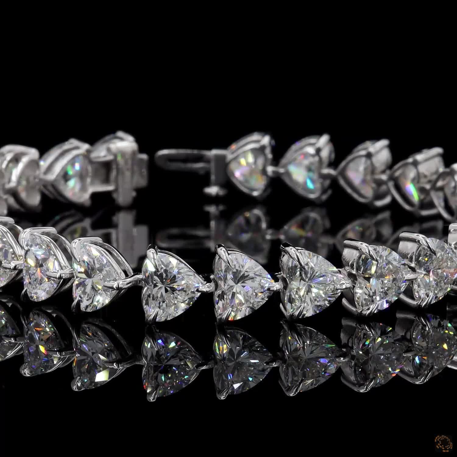 27.55 Ct Heart Shaped Diamond Eternity Line Bracelet in White Gold