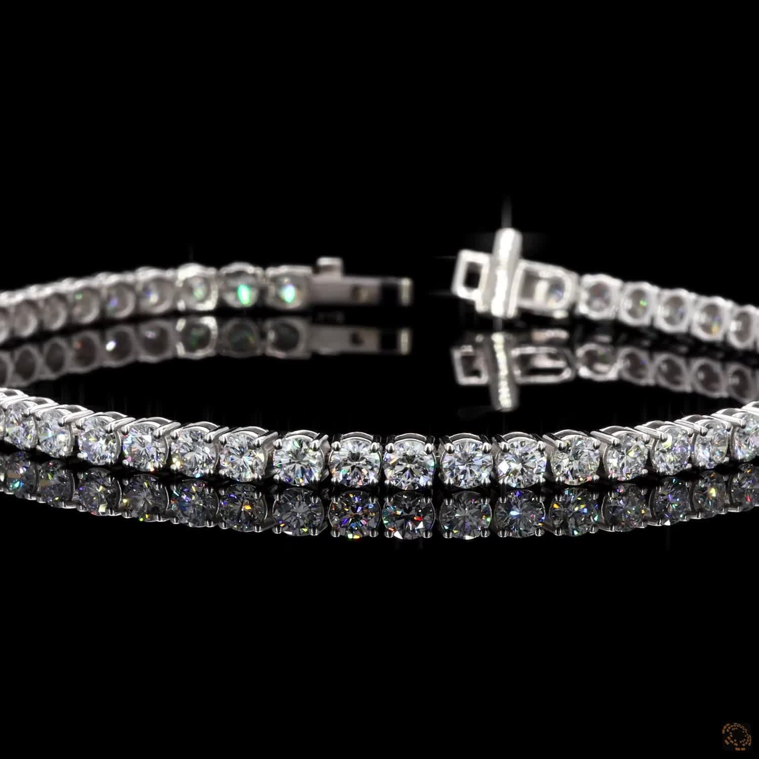 5.92 Ct White Gold Round Cut Moissanite Tennis Bracelet, Traditional 4-Prong Eternity Line Bracelet, Icy Fine Jewelry Gift for Her