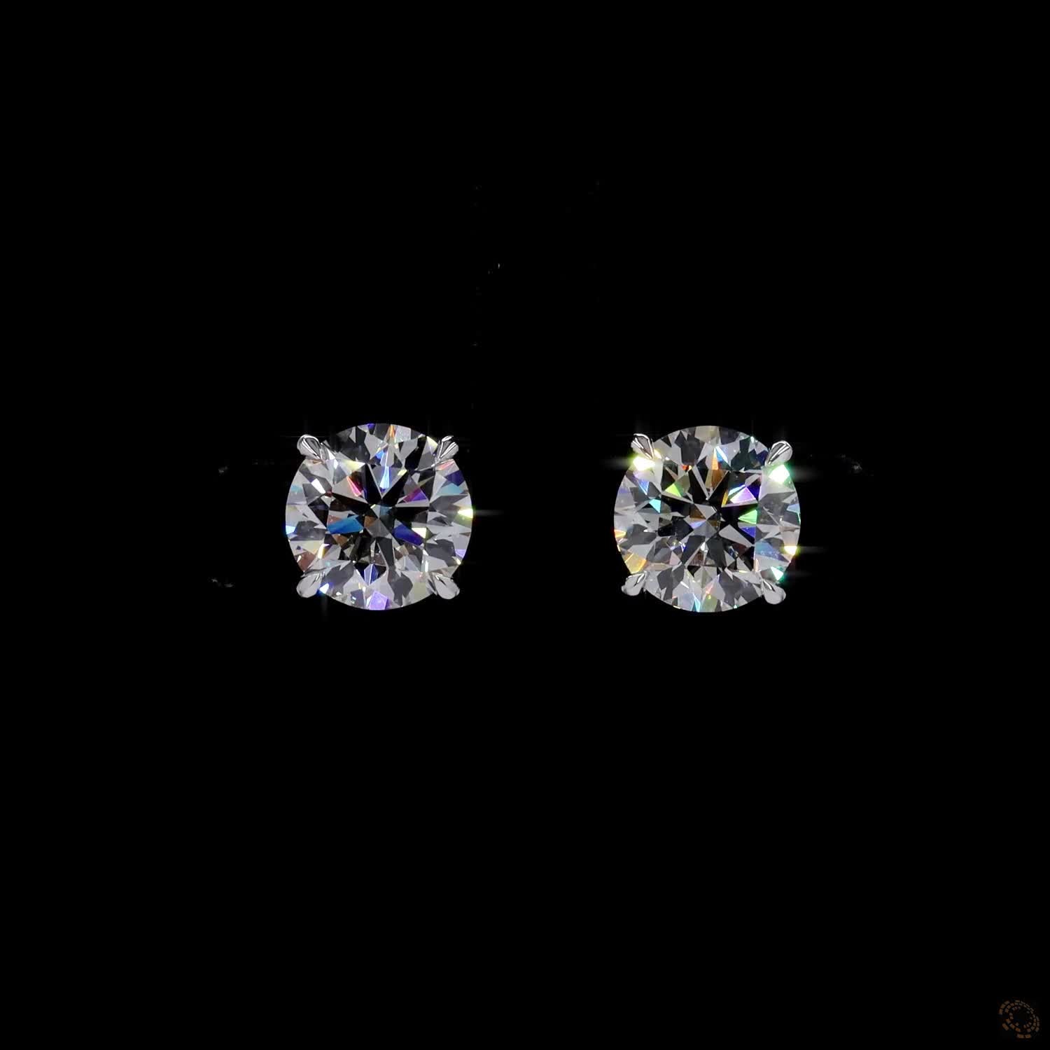 0.54 Ct Solid 14K White Gold Round Brilliant Cut Diamond Stud Earrings – Classic 4-Prong Basket Solitaire Set