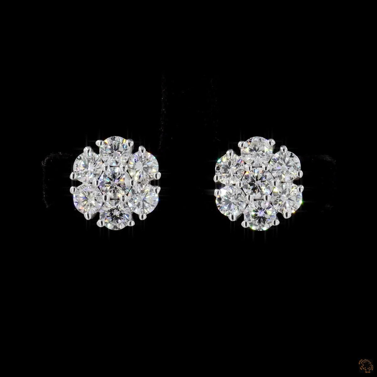2.06 Ct 14K White Gold Round Cut Diamond Flower Cluster Stud Earrings – Blossom Solitaire Illusion Studs