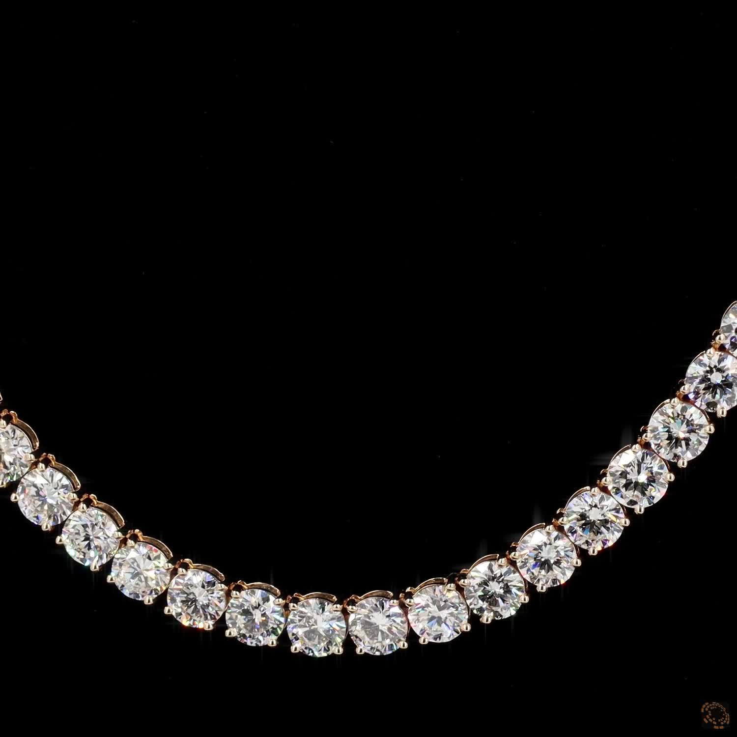 58.61 Ct Round Lab-Grown Diamond Eternity Tennis Necklace in Platinum Finish
