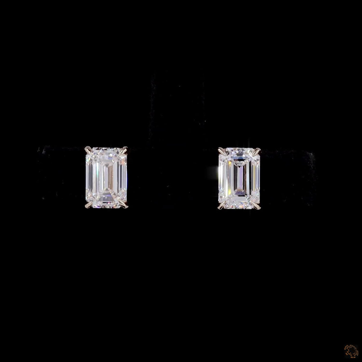 2.11 Ct Emerald Cut Solitaire Diamond Stud Earrings in Yellow Gold