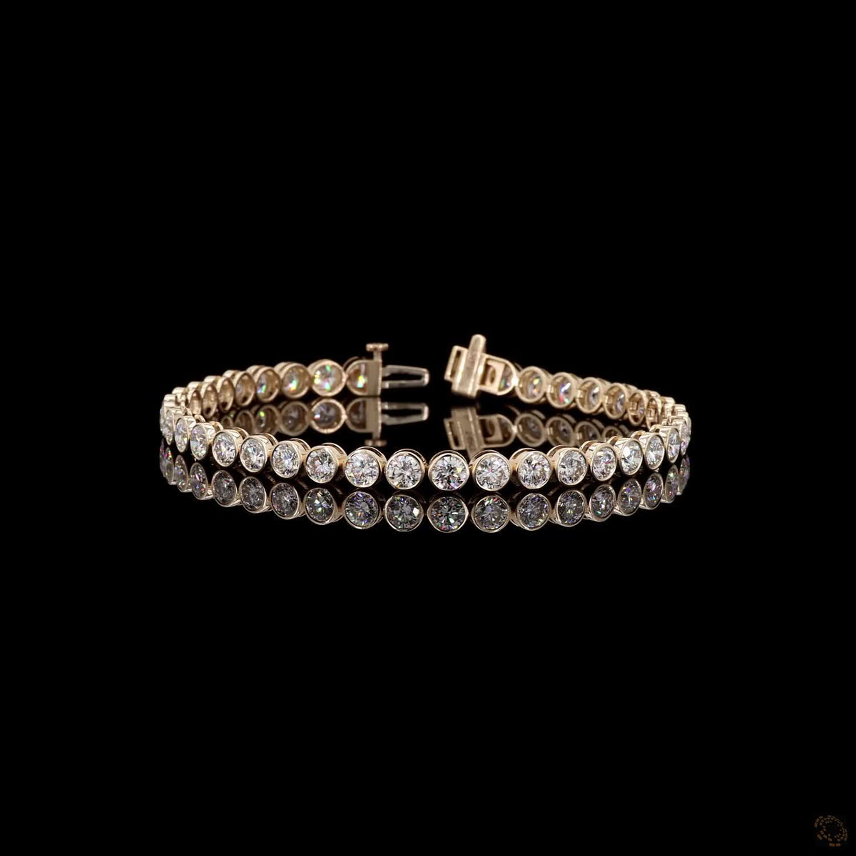 9.86 Ct Bezel-Set Round Diamond Tennis Bracelet in 14K Yellow Gold