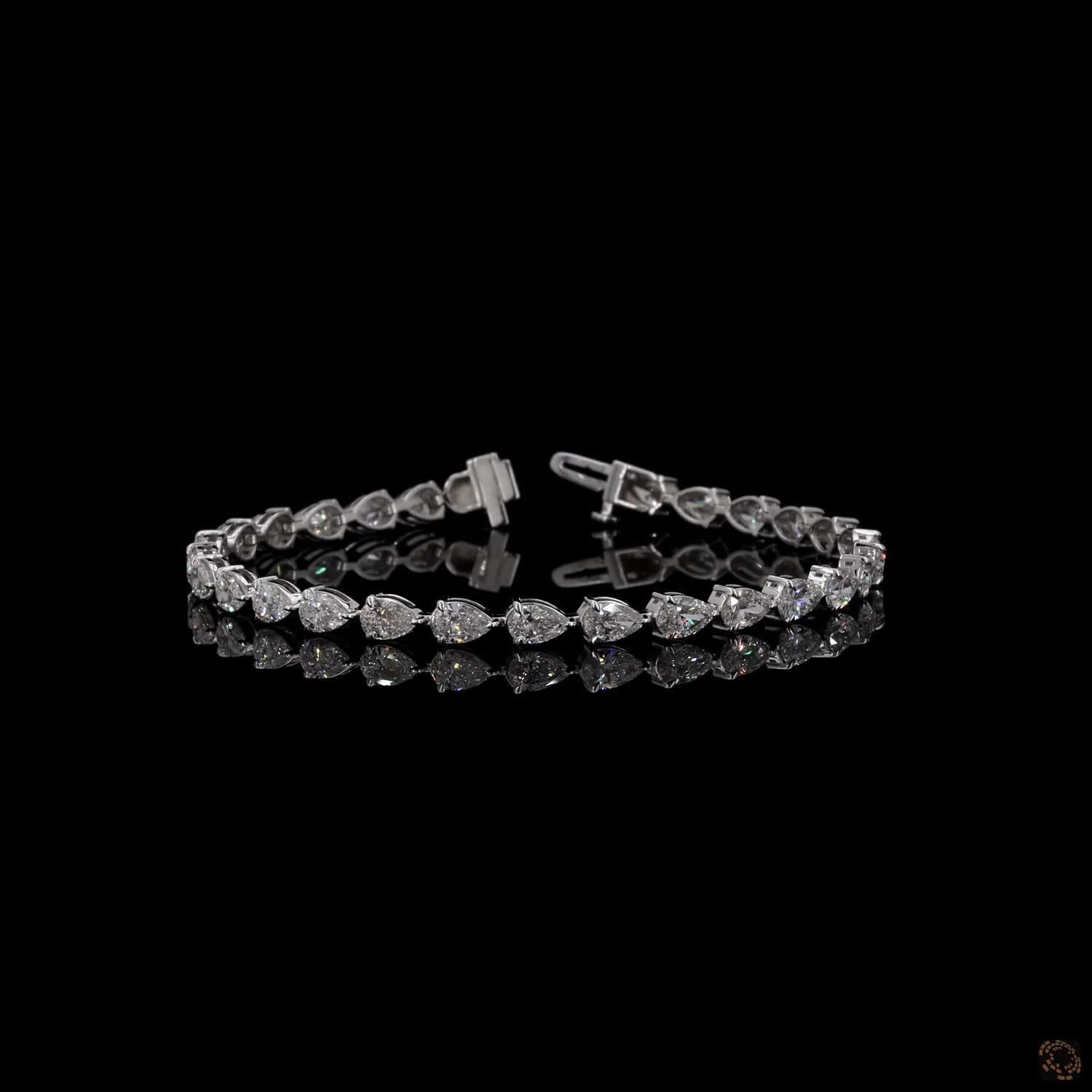 7.16 Ct Pear Cut Diamond Tennis Bracelet in White Gold
